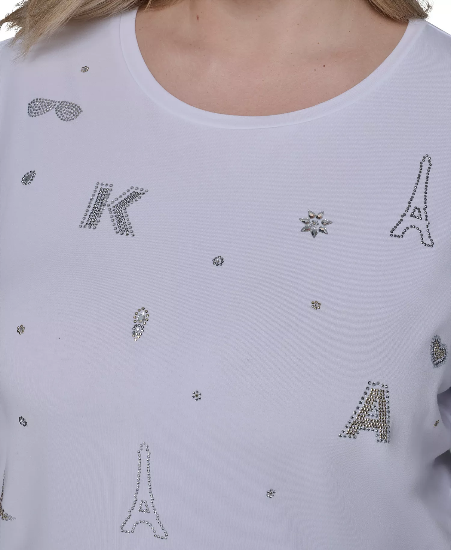 Women's Plus Size Crew Neck Top - White - 0X