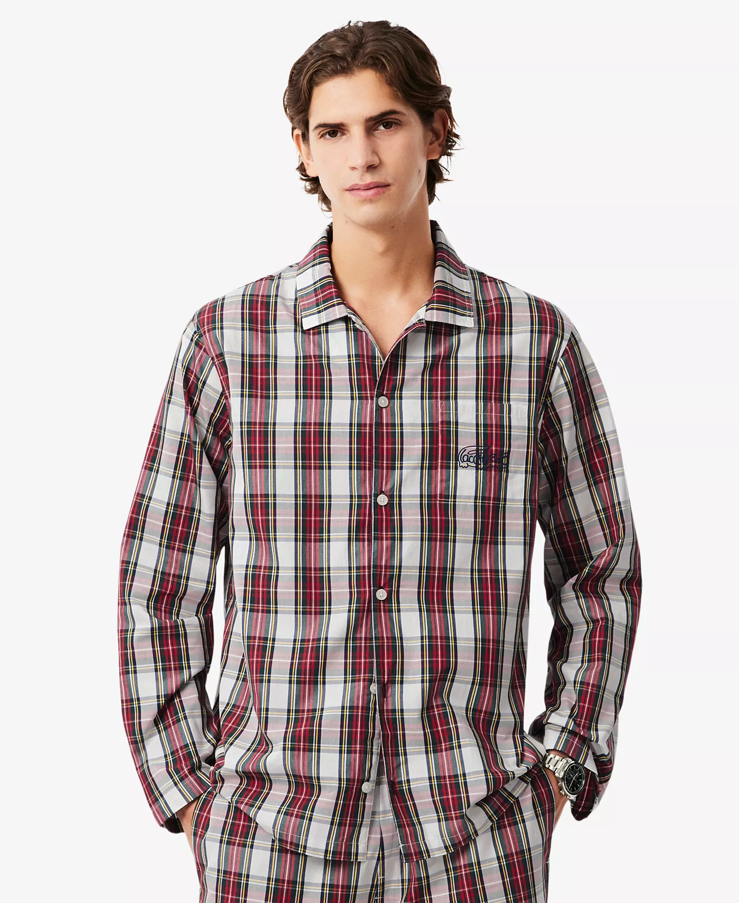 Men's Poplin Plaid Pattern Pajama Set - Ladybird/Multicolor - L