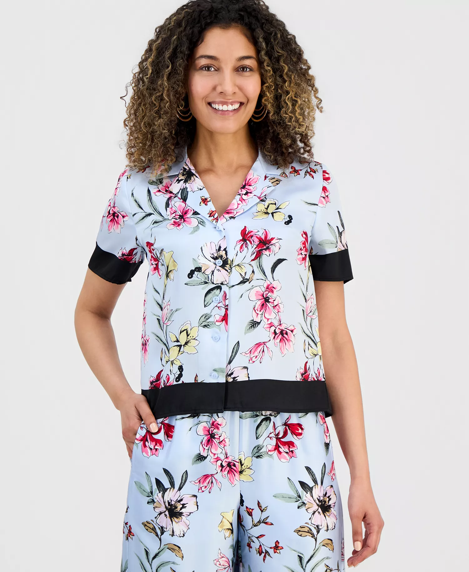 Petite Colorblocked Shirt, Macy's Exclusive - Dara Blooms - P/L