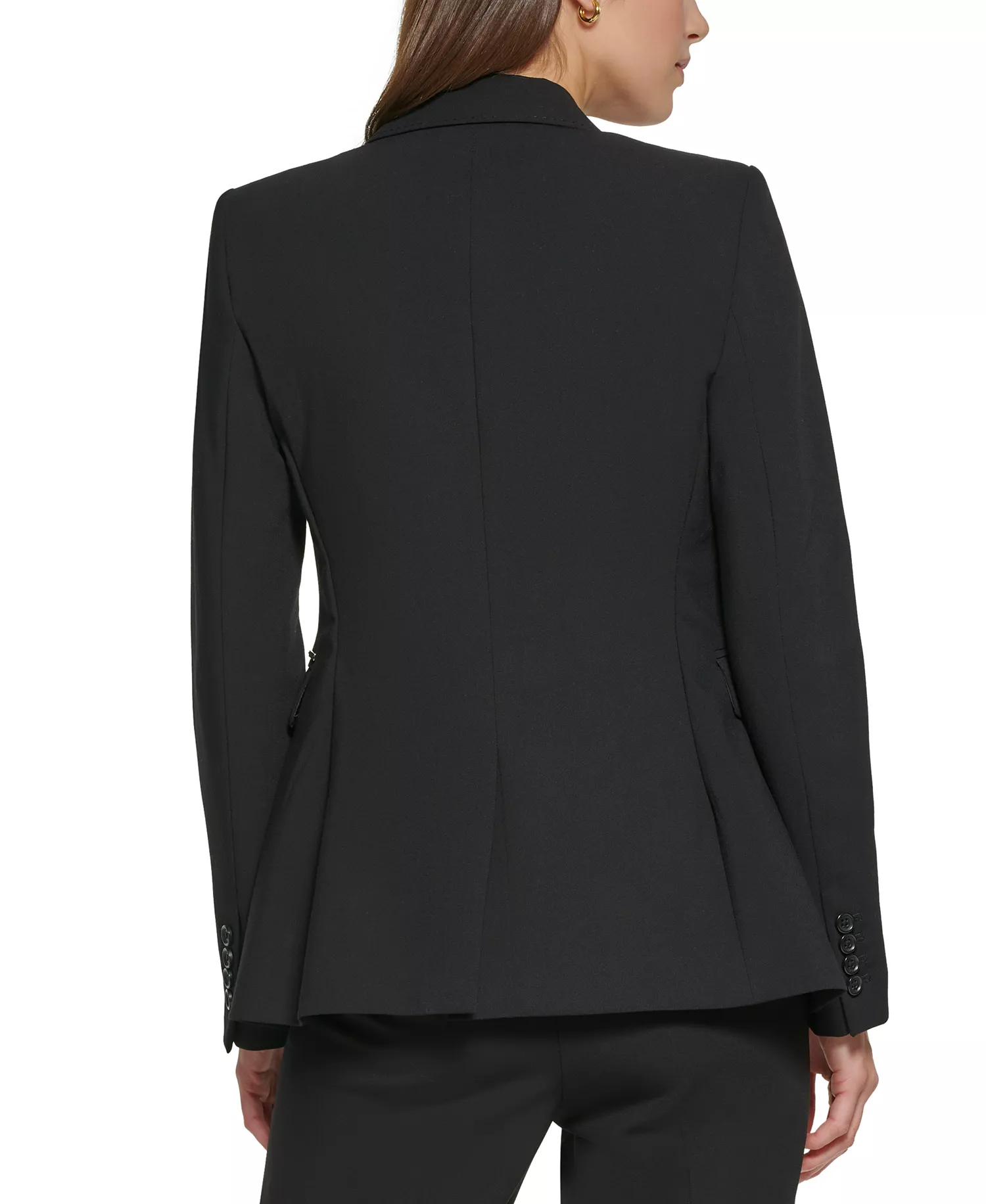 Petites Pick-Stitch Single-Button Blazer, Created for Macy's - Black - 10P
