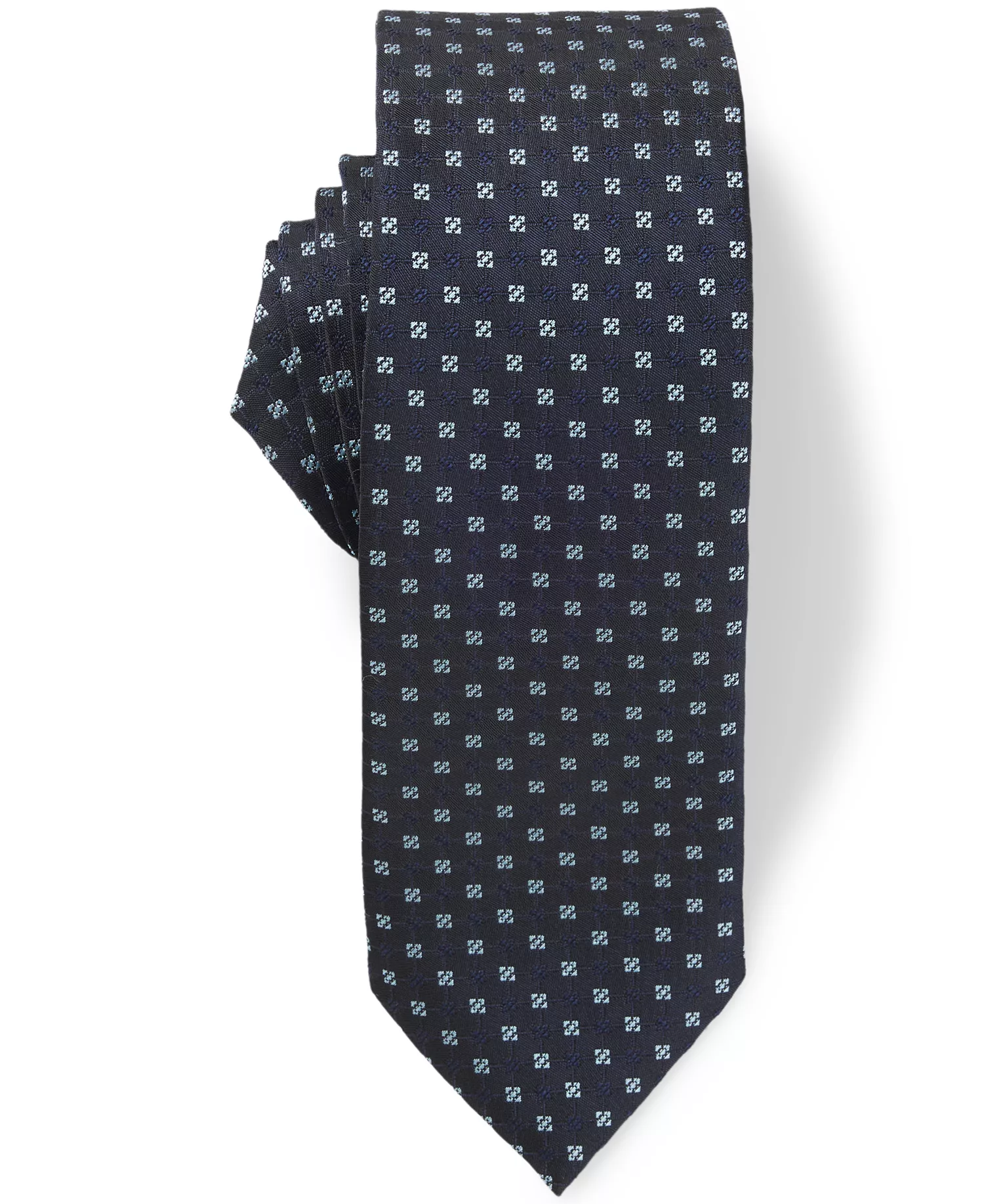 Men's Silk-Blend Jacquard Pattern Tie - Dark Blue - ONE SIZE