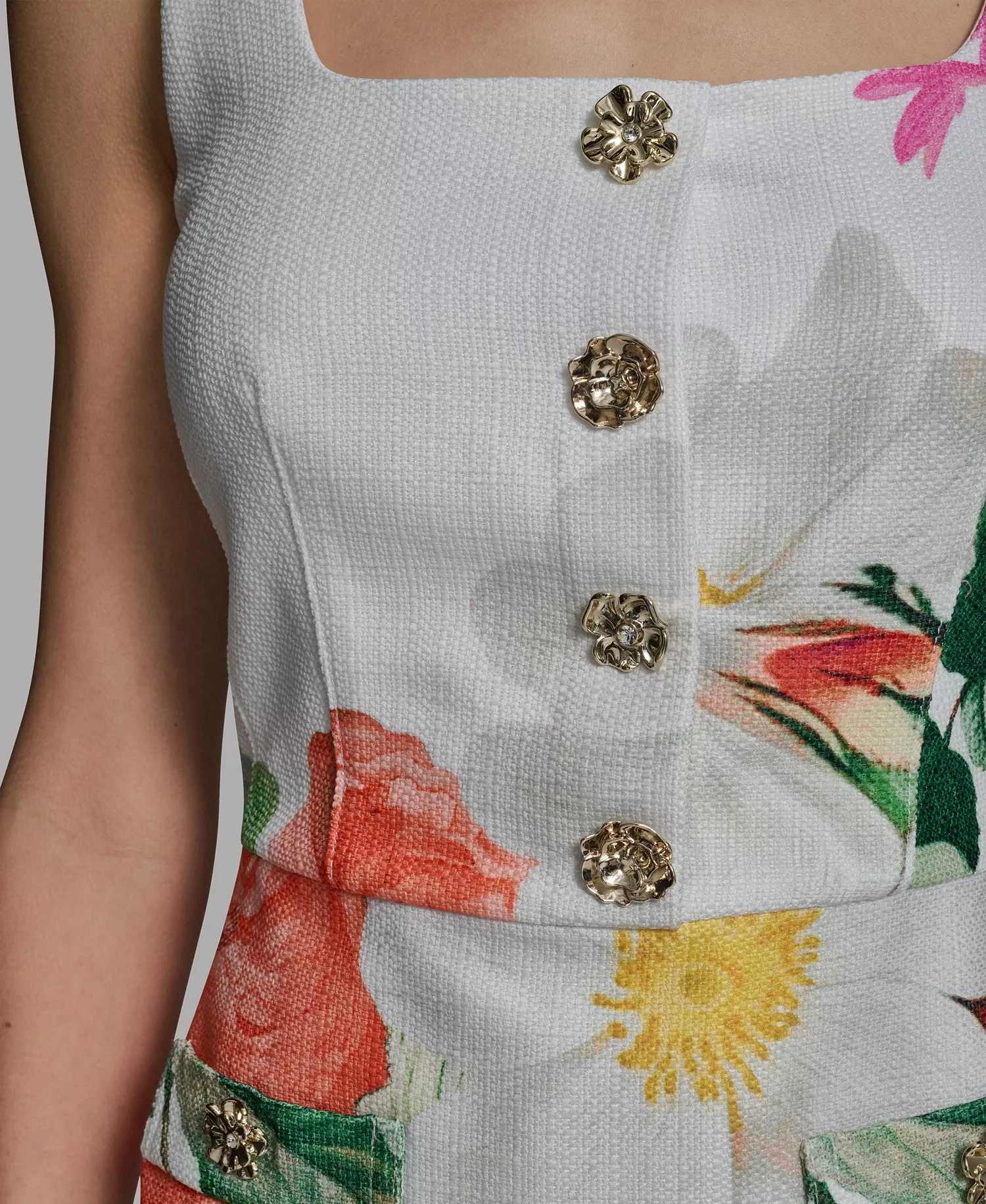 Women's Floral Print Sleeveless Sheath Dress - Soft White/Camelia Multi - 0