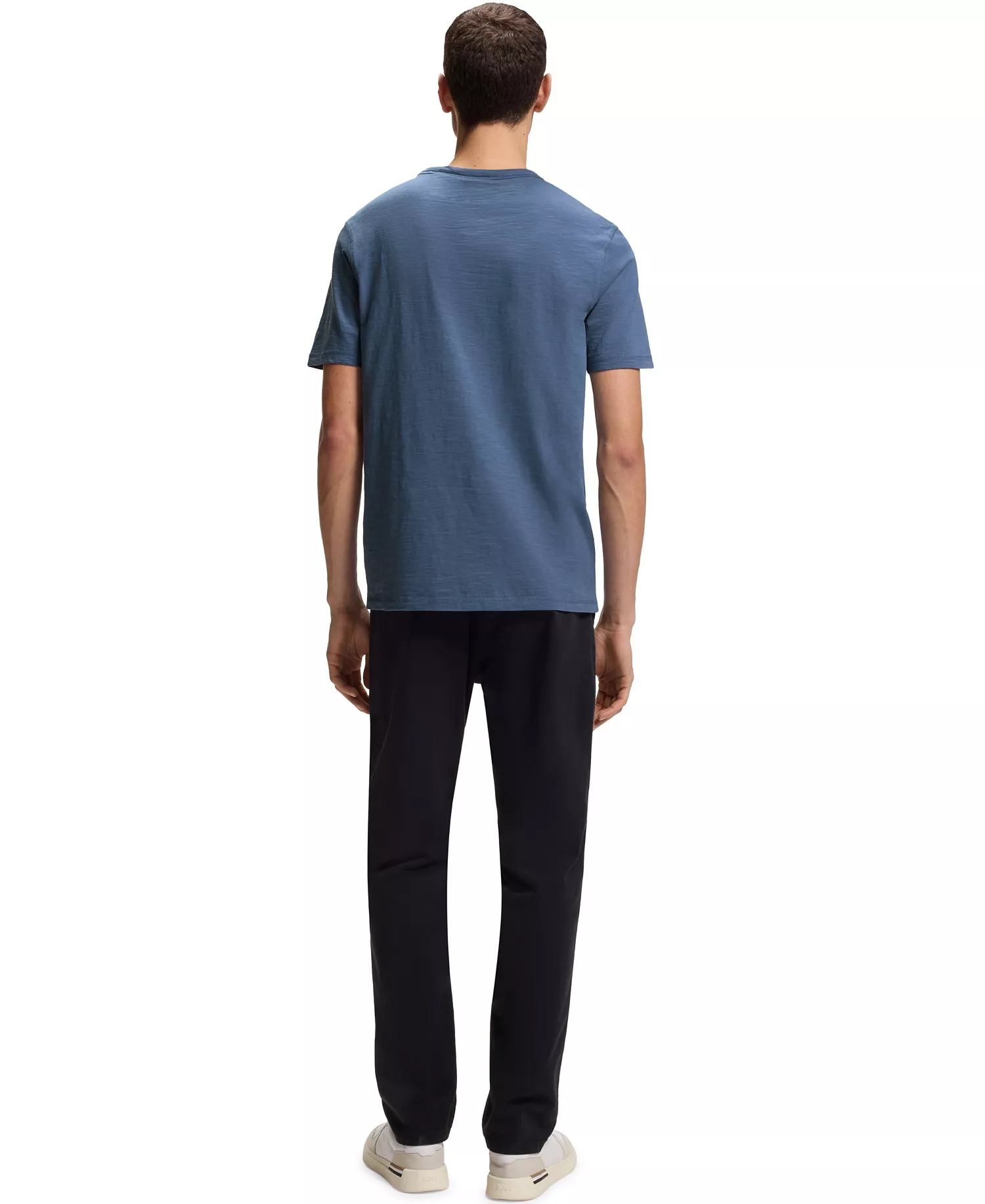 Men's Slub-Cotton Logo Detail T-Shirt - Open Blue - 2XL