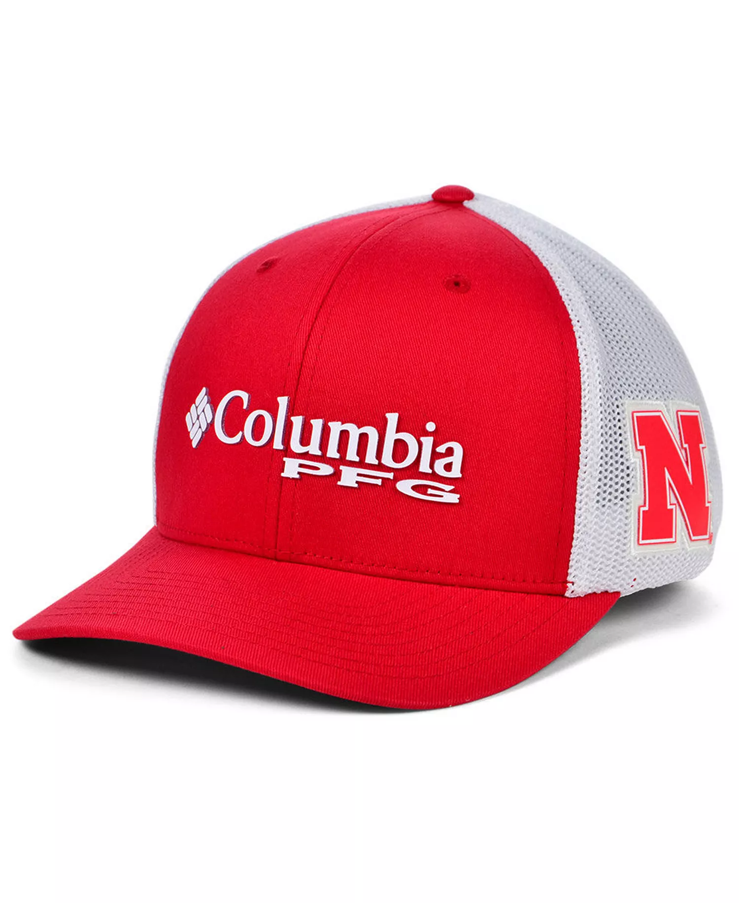 Nebraska Cornhuskers PFG Stretch Cap - Red/White - S/M