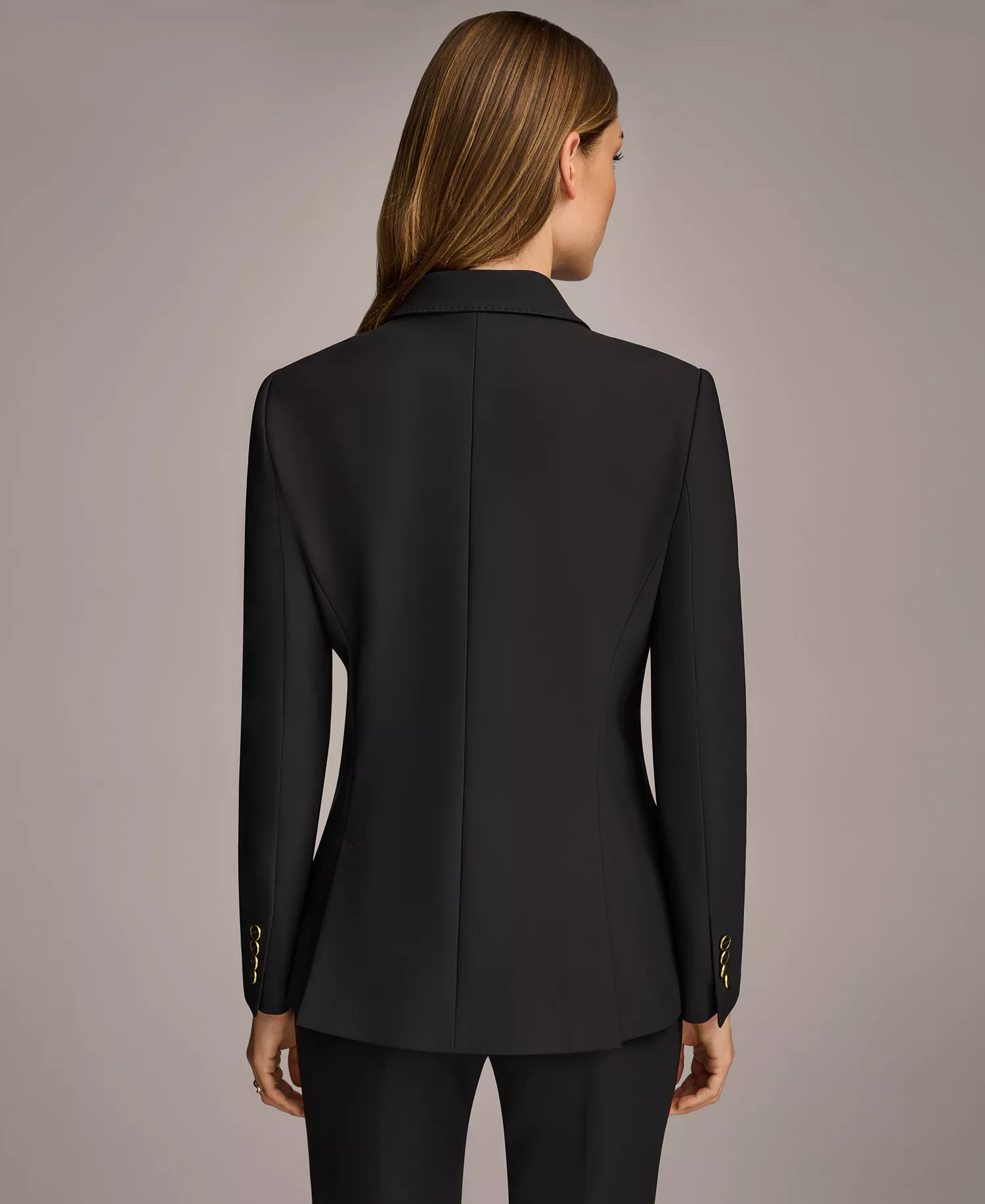 Women's Double Breasted Blazer & Straight Leg Pant Suit Separates - Black - 10