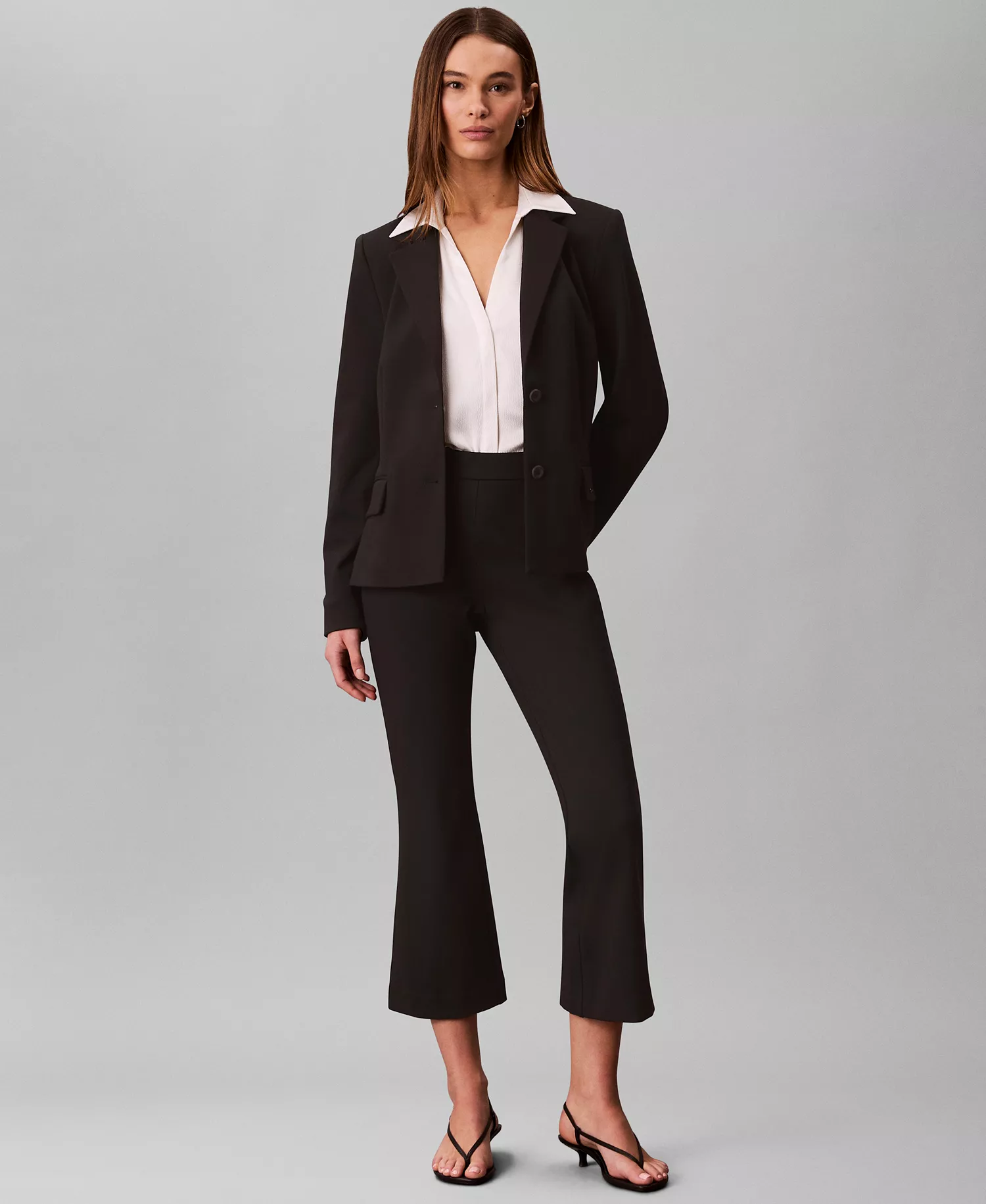 Women's Slim-Fit Ponte Tailored Blazer - Black - 10