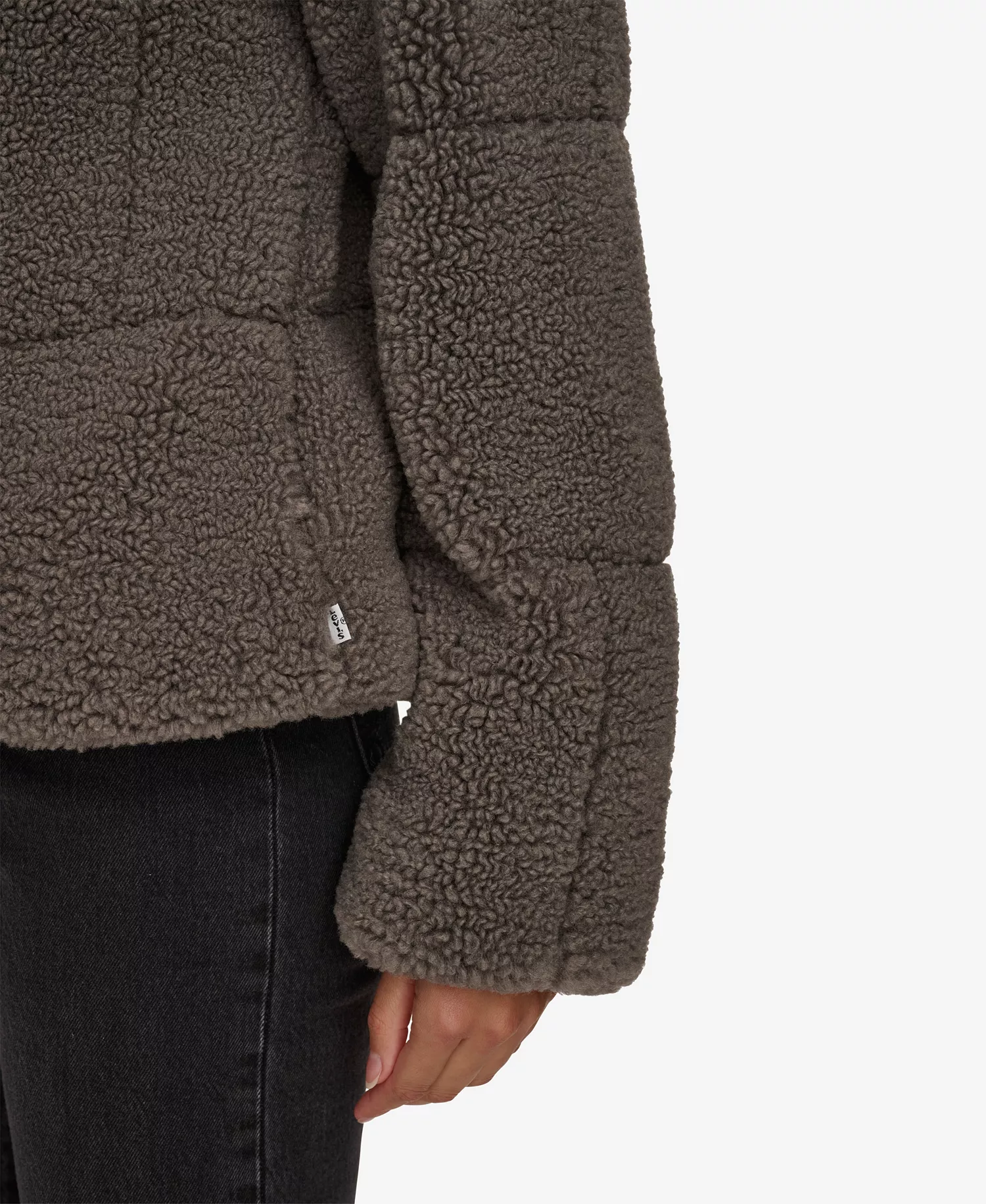 Women's Short Sherpa Teddy Jacket - Carbon Grey - Large