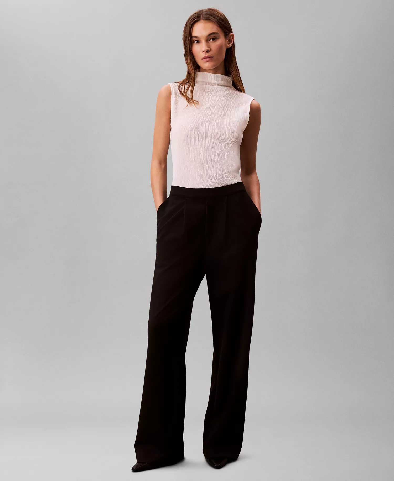 Women's Ponte High-Rise Wide-Leg Pants - Black - 10