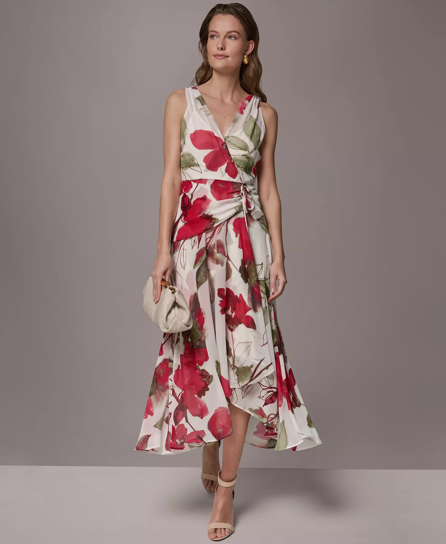 Women's Floral Faux Wrap Midi Dress - Azalea Multi - 10