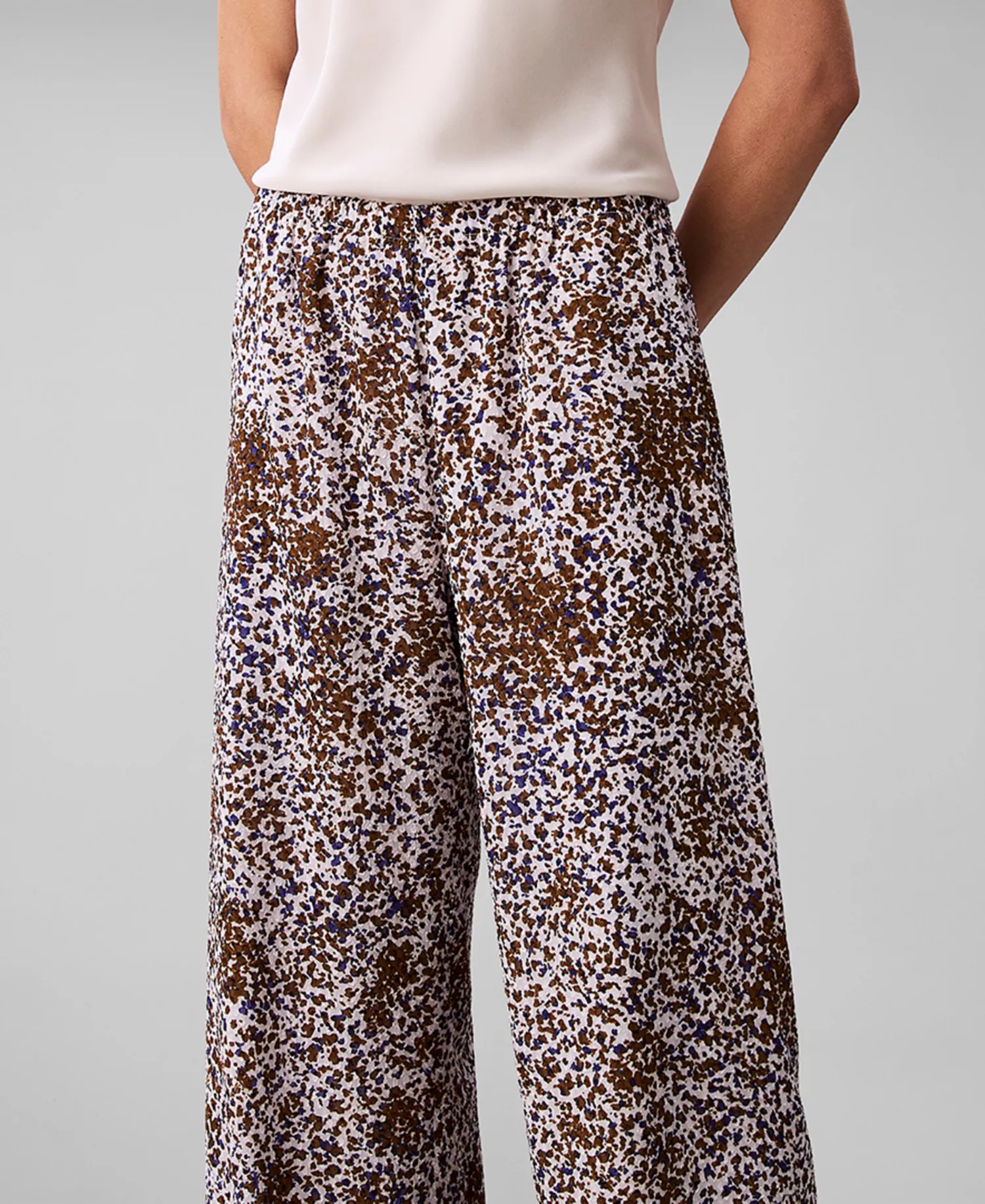 Women's Textured Print Pull-On Pants - Sepia Flecked Animal Print - L