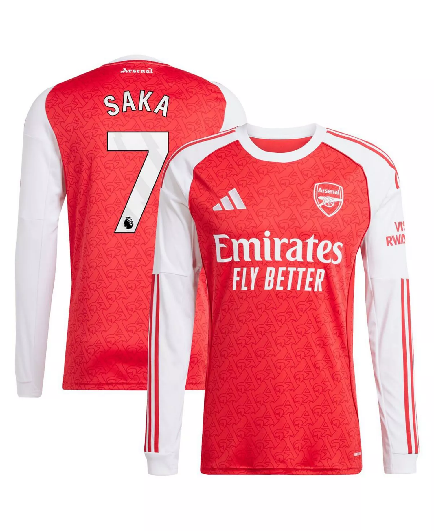 Men's Bukayo Saka Red Arsenal 2025/26 Home Replica Long Sleeve Player Jersey - Red - 2XL