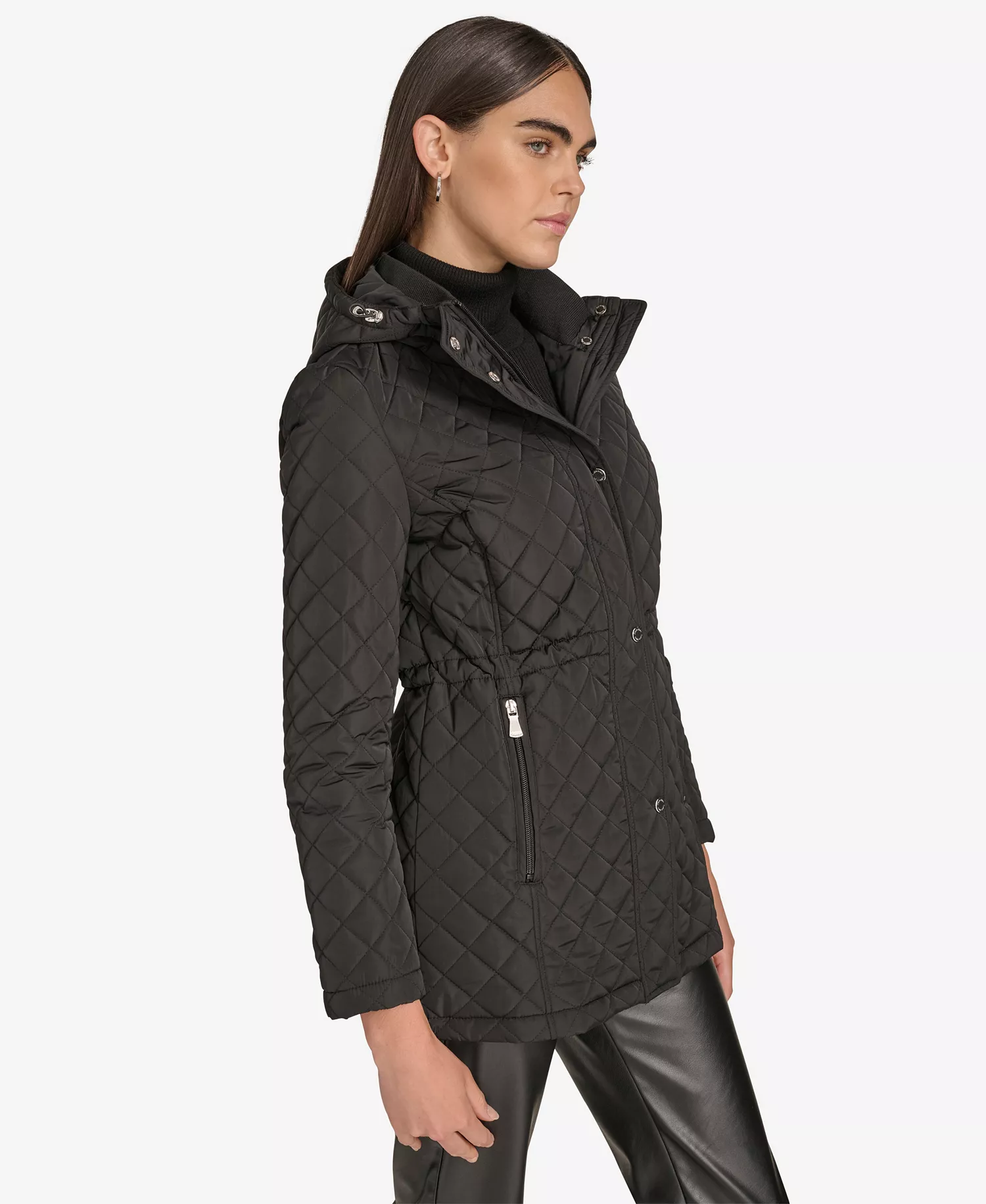 Women's Anorak Quilted Jacket - Black - L