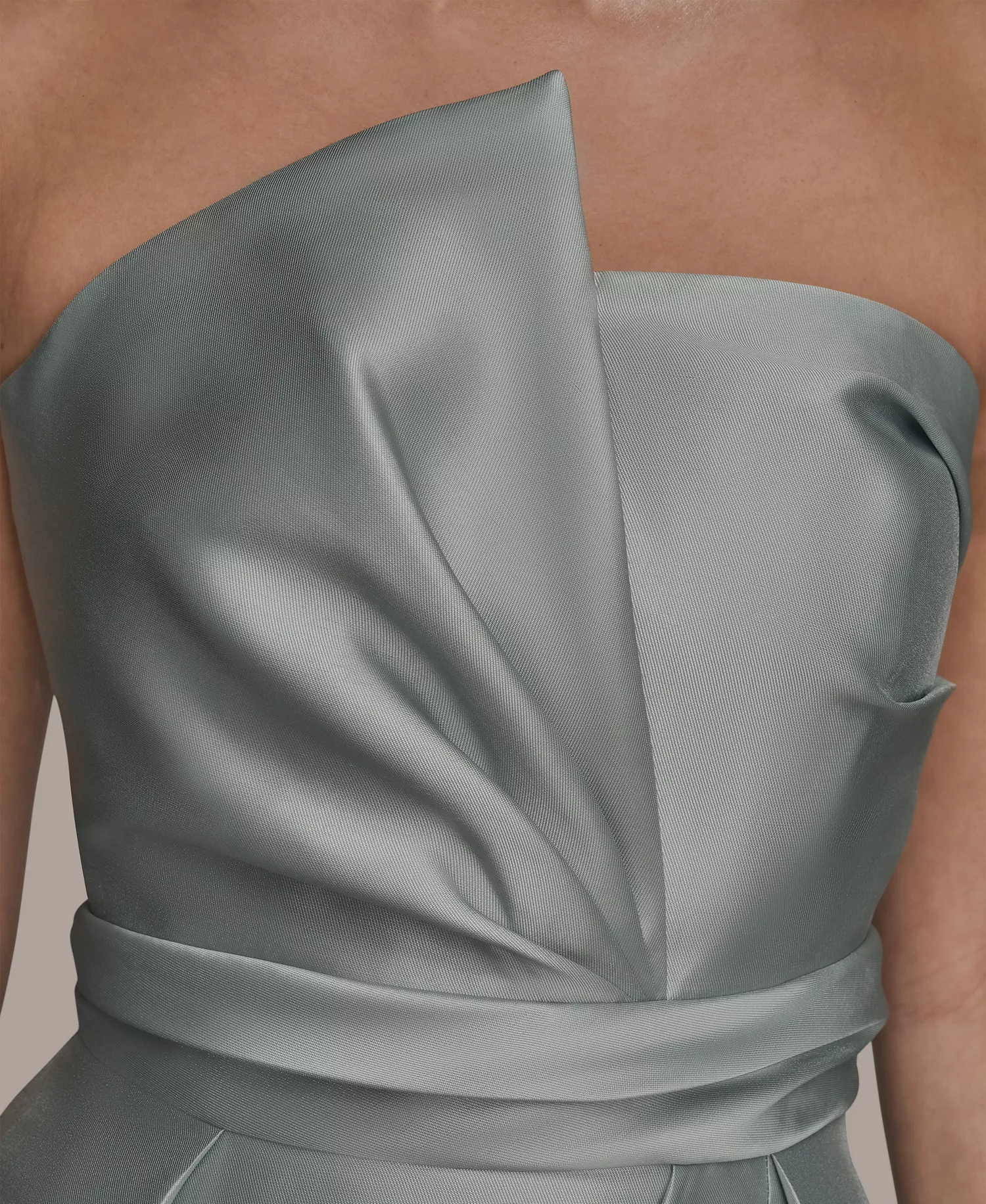 Women's Strapless Asymmetrical Ball Gown - Misty Blue - 10