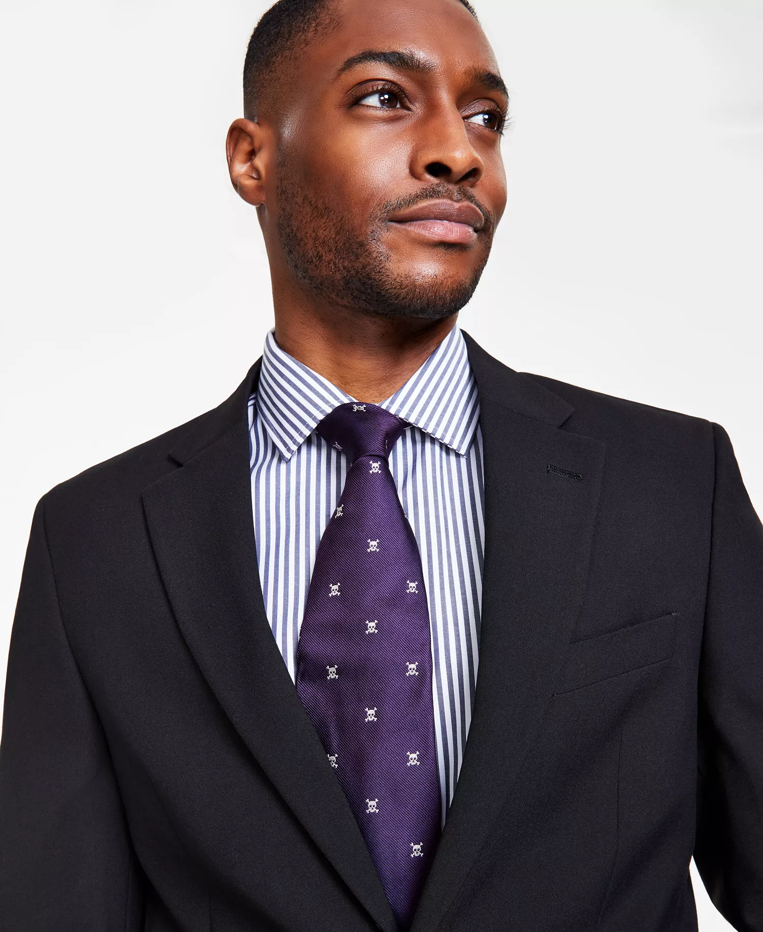 Men's Modern-Fit Bi-Stretch Suit - Black Solid - 36R