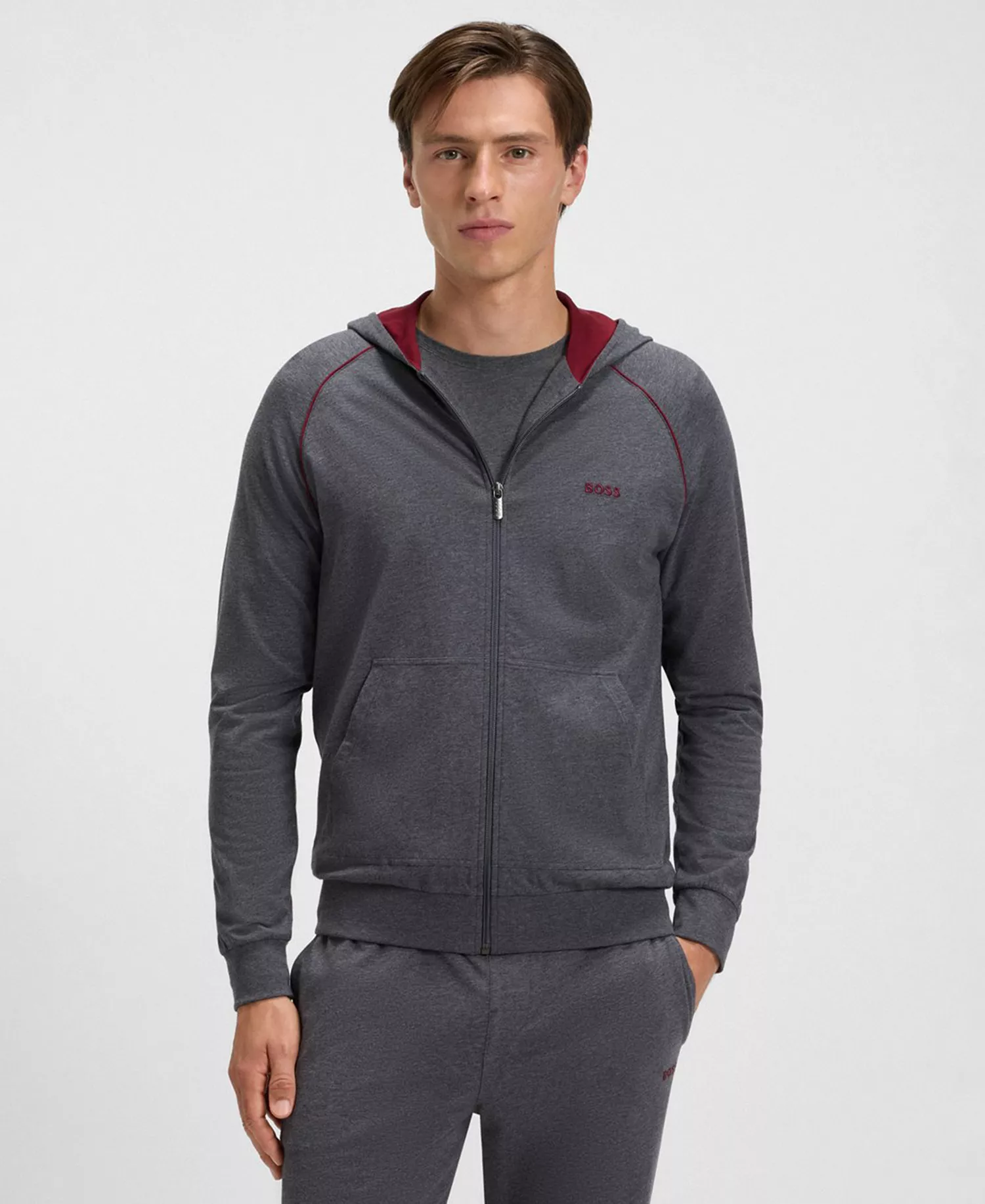 Men's Mix and Match Hooded Jacket - Dark Gray - L