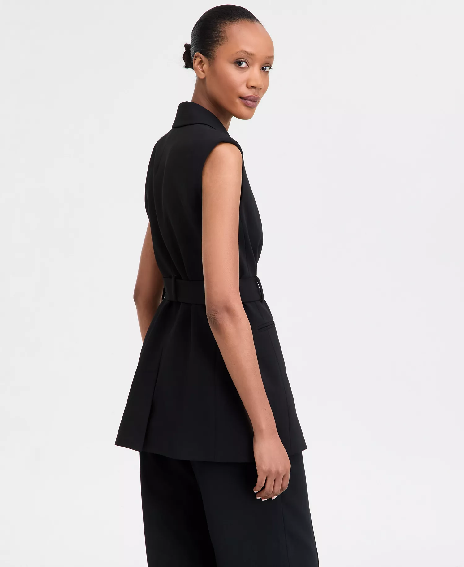 Women's Belted Vest, Exclusively at Macy's - Deep Black - L