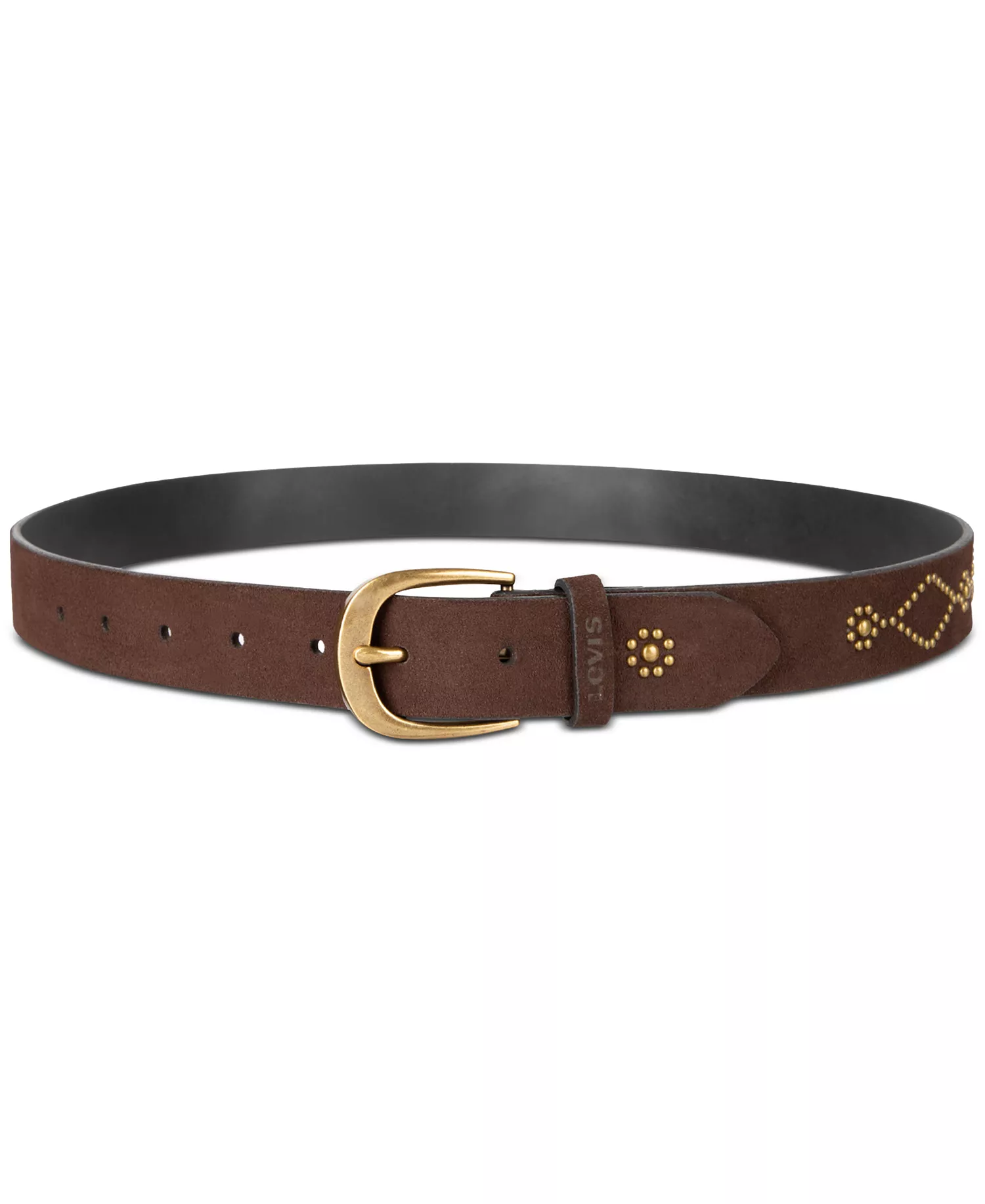 Western Studded Suede Casual Belt - Dark Brown - S