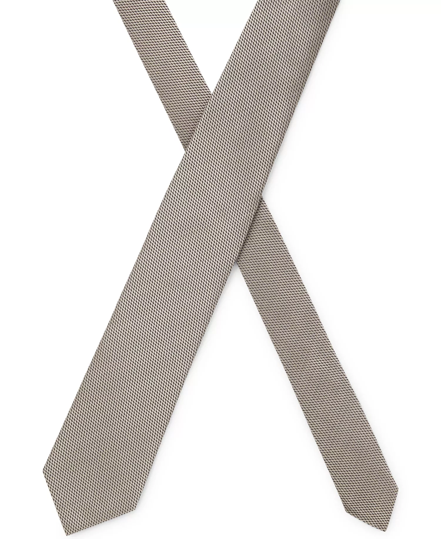 Men's Jacquard Pattern Silk Slim Tie - Dark Beige - ONE SIZE