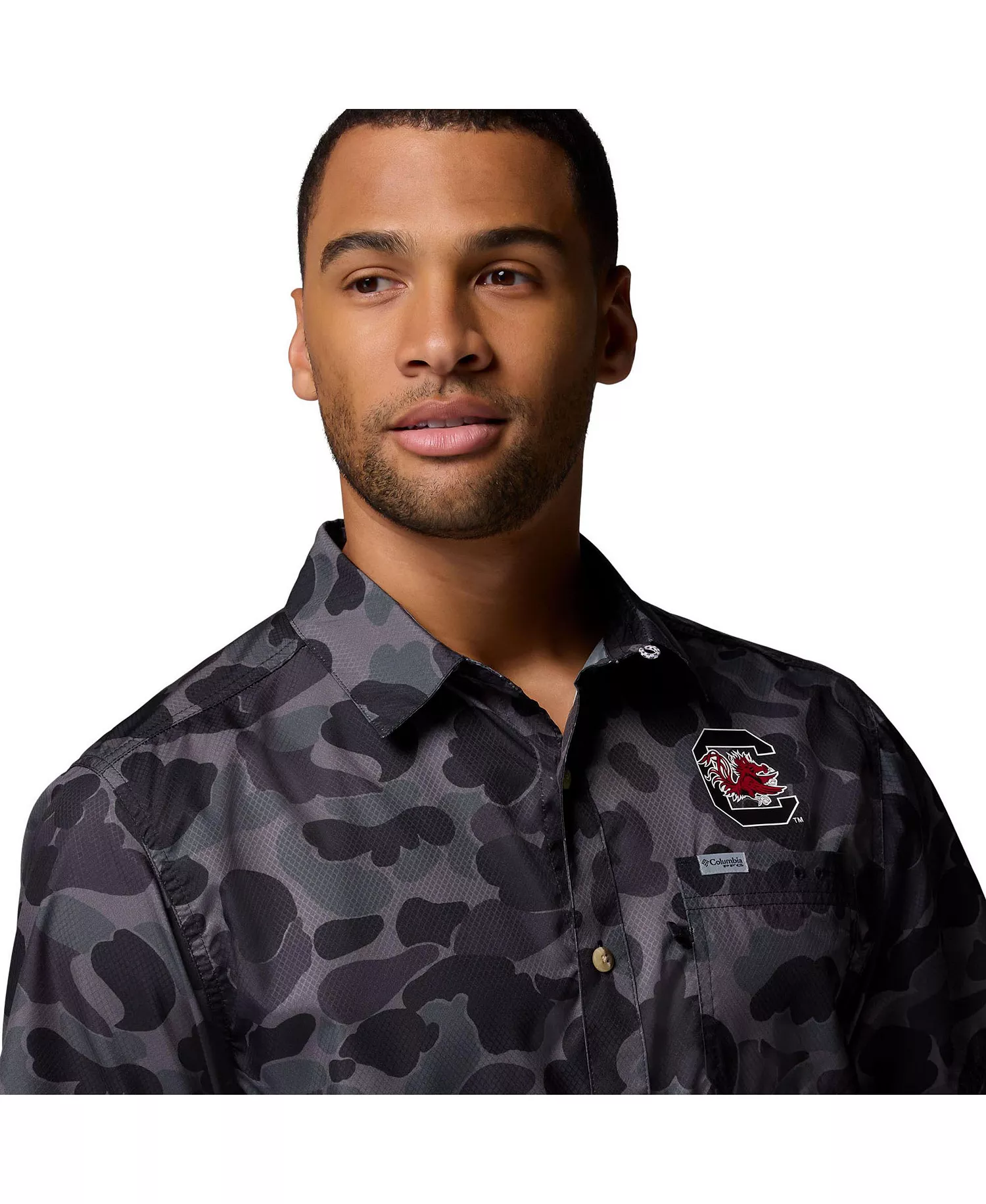 Men's Black South Carolina Gamecocks Super Slack Tide Omni-Wick Button-Up Shirt - Black - M