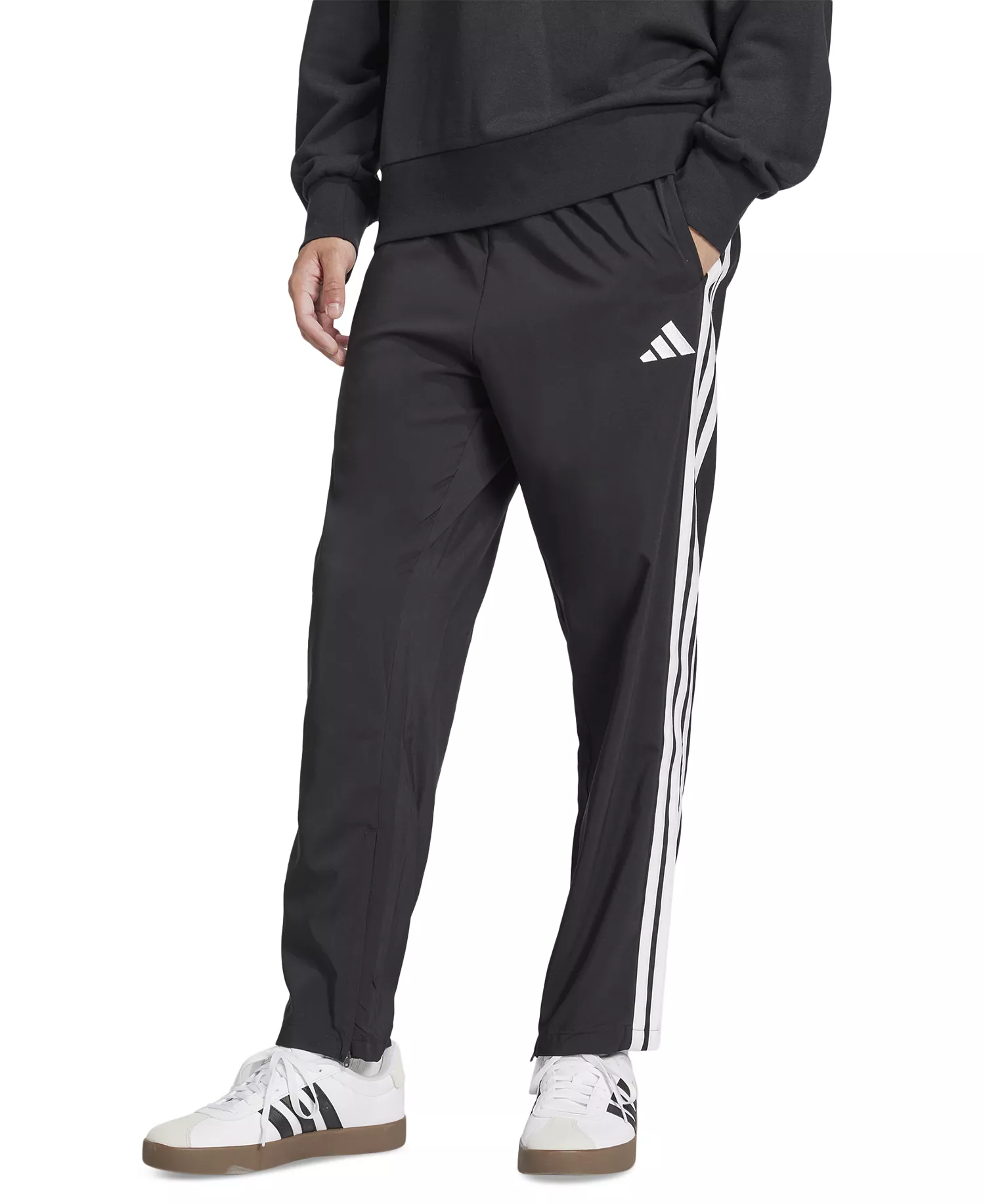 Men's Stanford Essential Three-Stripes Open Hem Track Pants - Blk/white - L