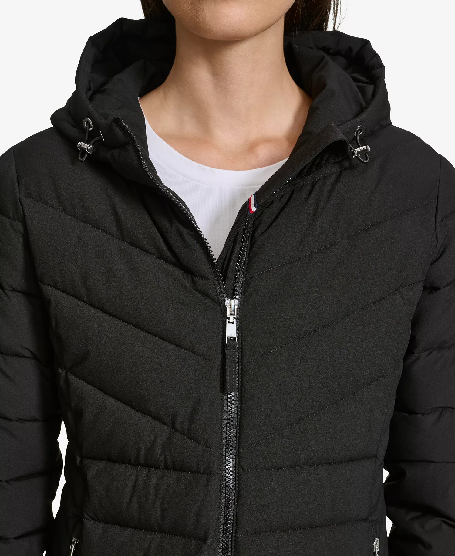 Women's Long-Sleeve Hooded Puffer Jacket - Black - L