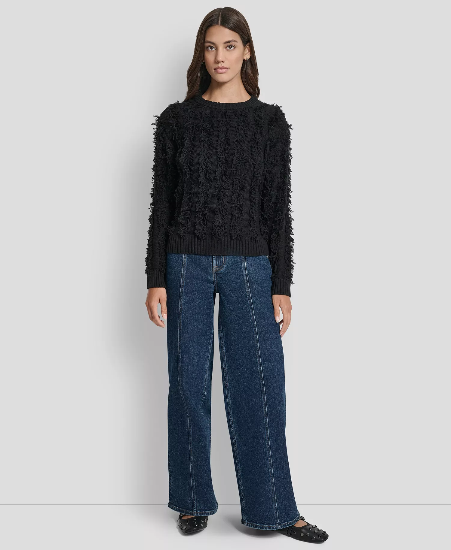 Women's Long Sleeves Sweater - Black - L