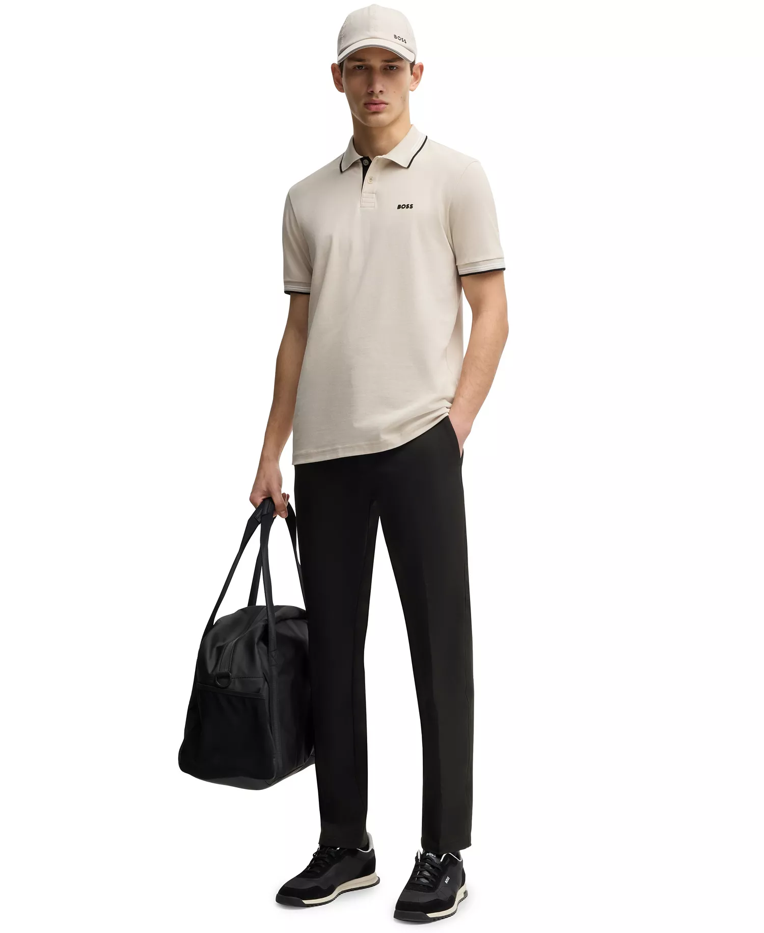 Men's Water-Repellent Slim-Fit Trousers - Black - 30R