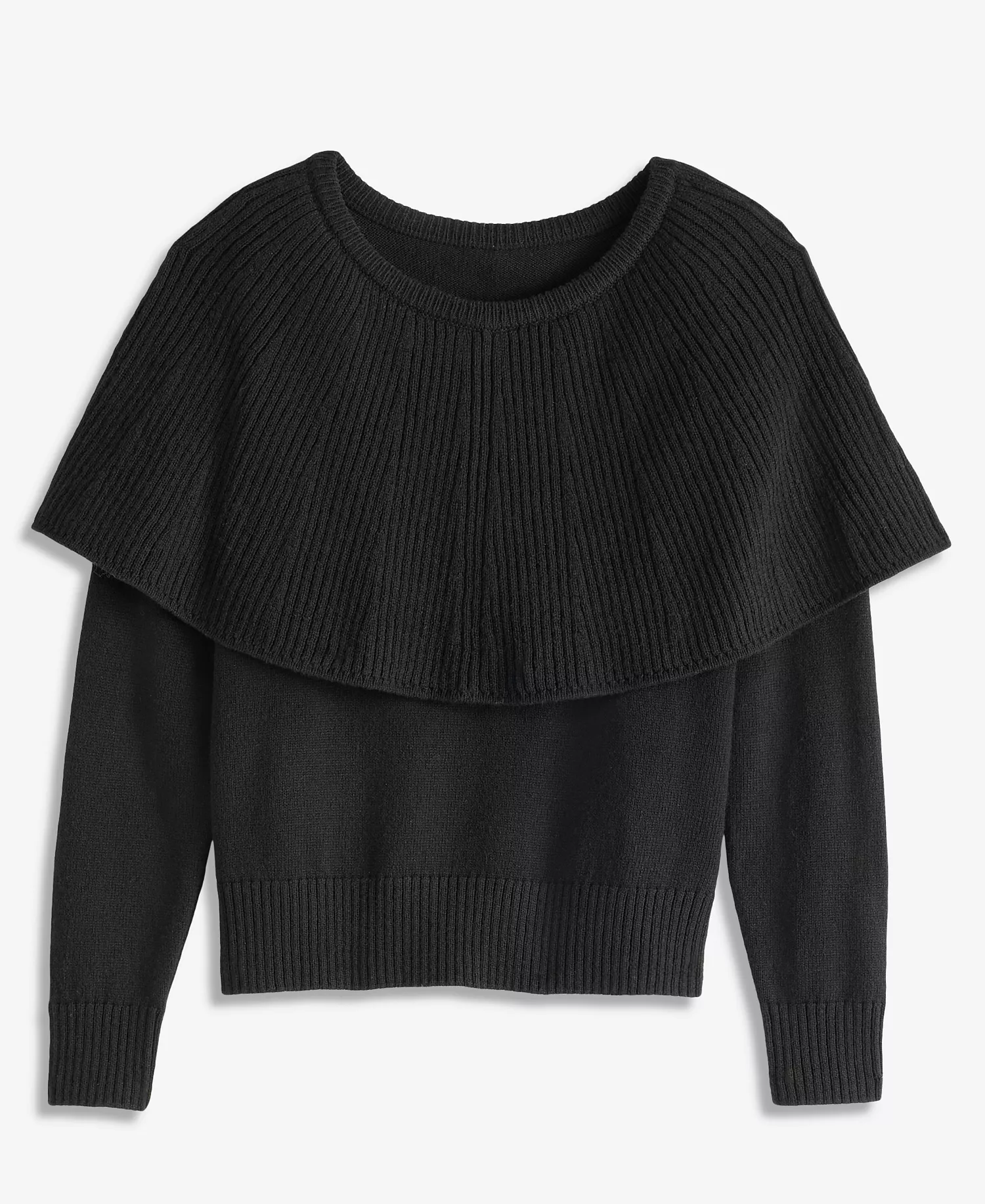 Women's Long Sleeve Cape Sweater, Macy's Exclusive - Deep Black - L