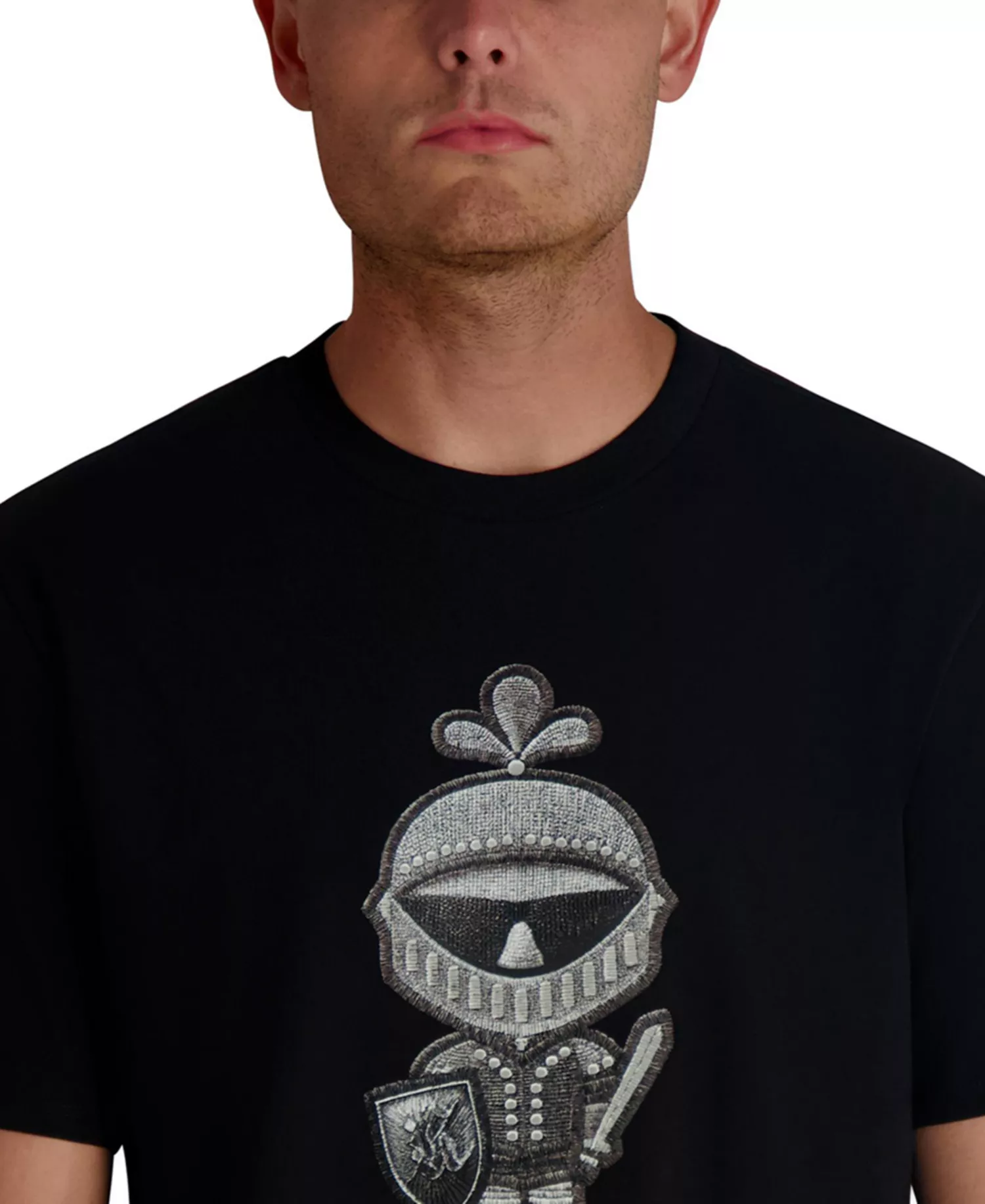 Men's Embroidered T-Shirt - Black - 2XL