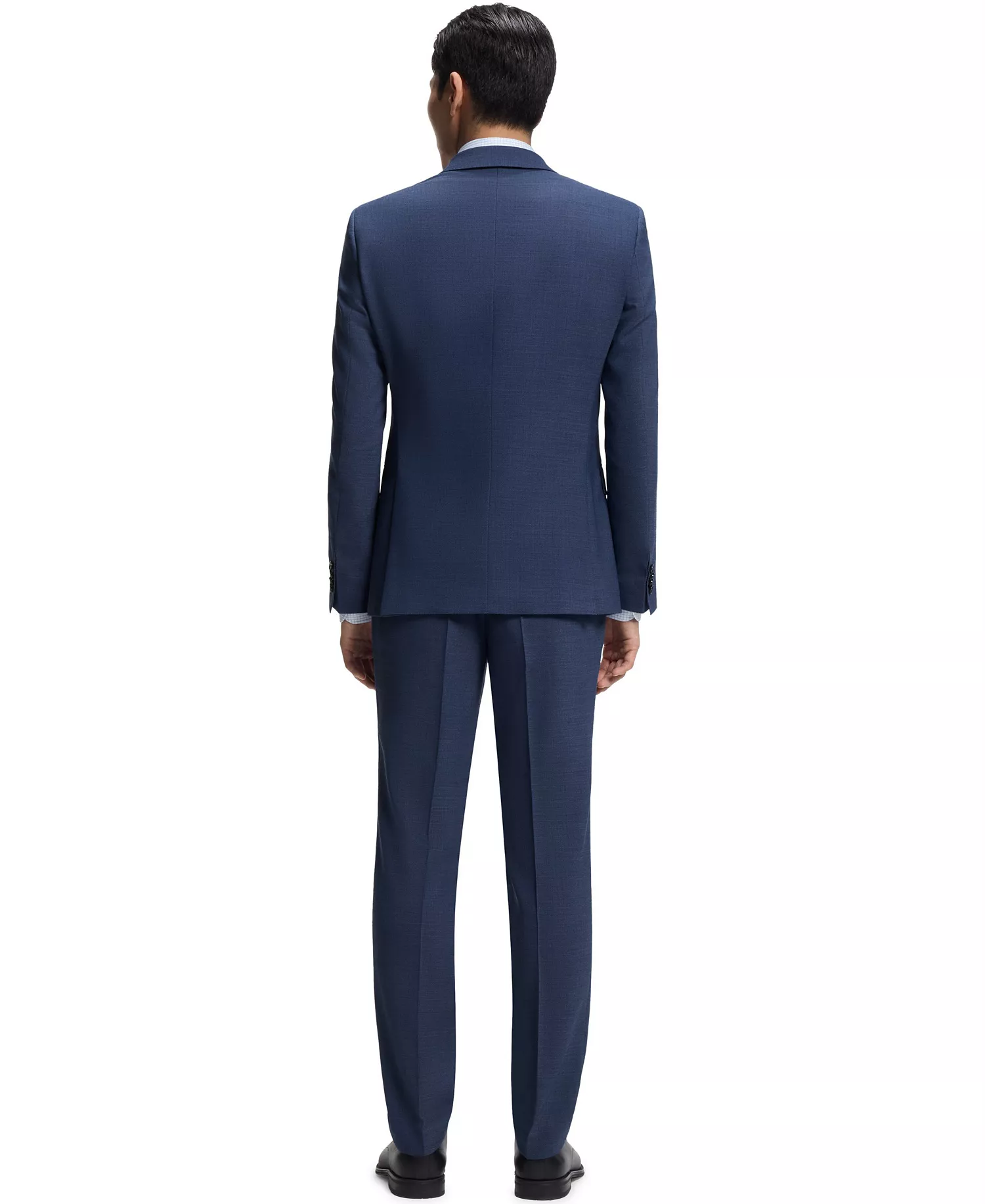 Men's Micro-Patterned Stretch Cloth Two-Piece Slim-Fit Suit - Open Blue - 38R