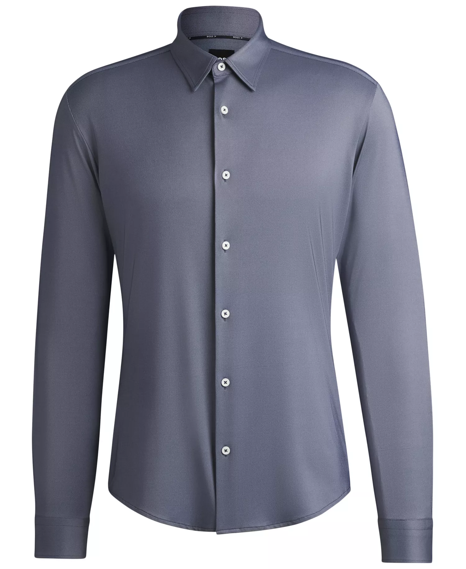 Men's Slim-Fit Performance-Stretch Shirt - Dark Blue - L