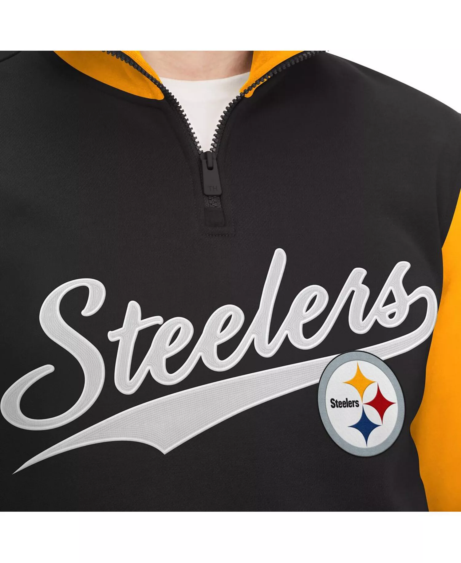 Men's Black, Gold Pittsburgh Steelers Aiden Quarter-Zip Top - Black, Gold - L