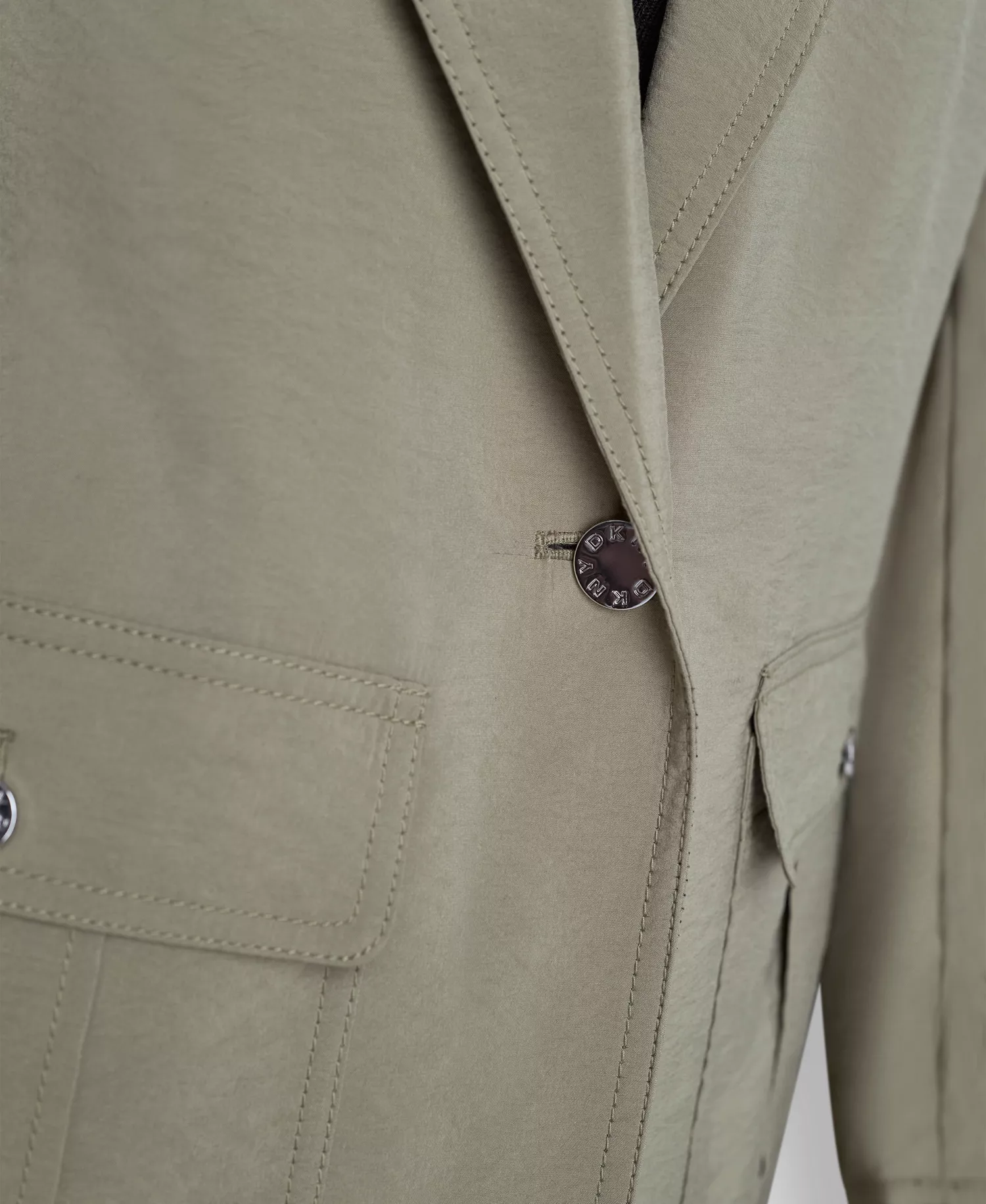 Women's Peak Lapel Collar Sueded Fuji Blazer - Light Fatigue - L