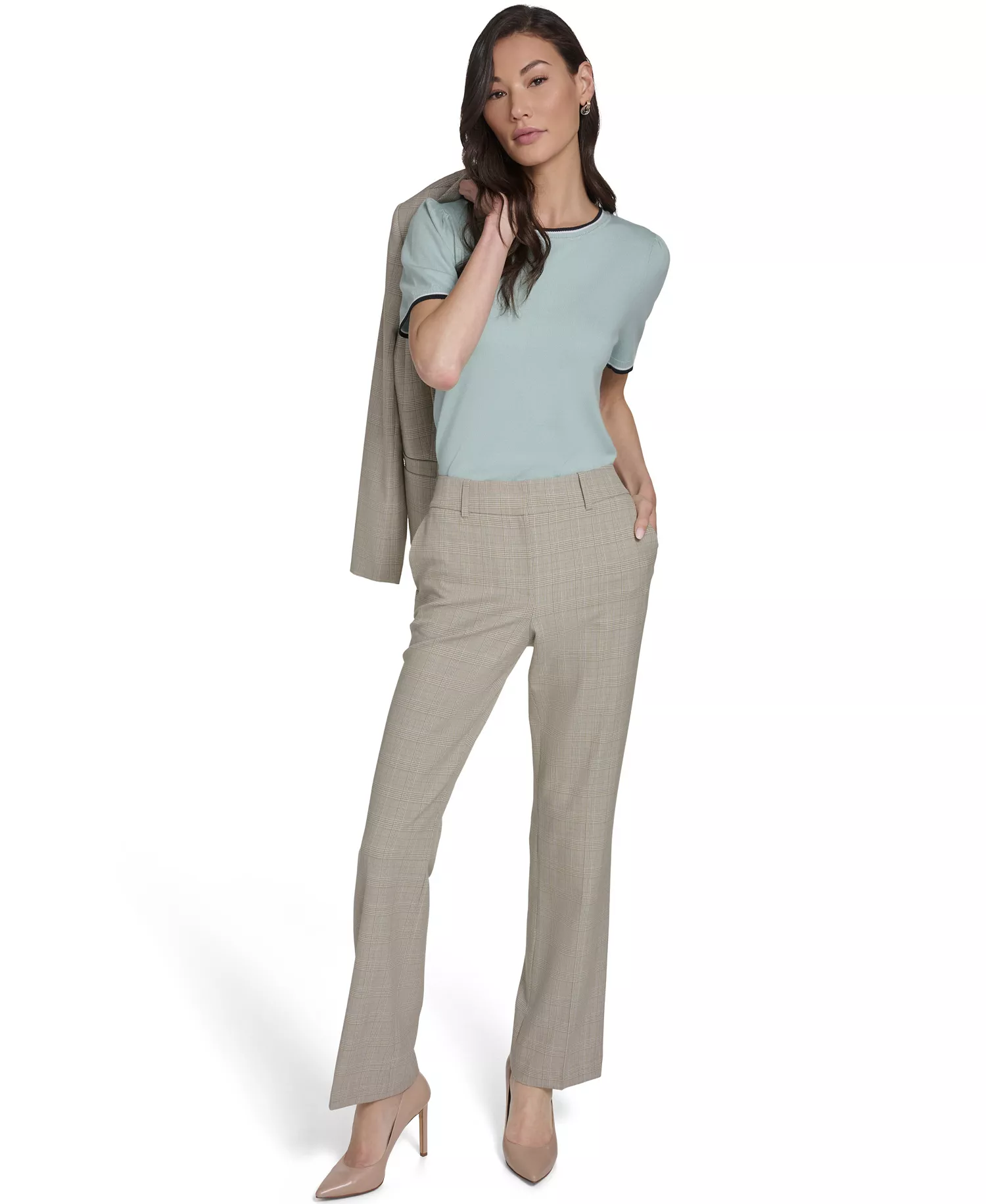 Women's Plaid Bootcut Trousers - Harbor Gray Multi - 0