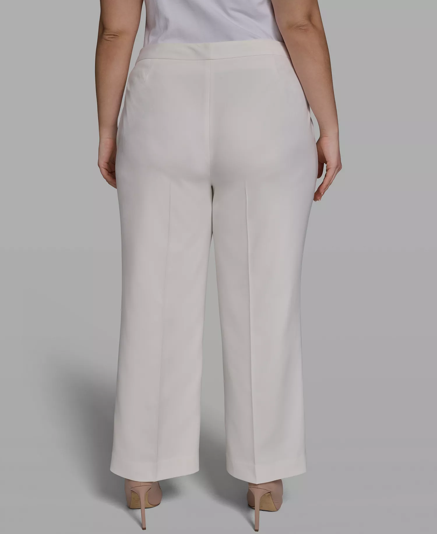 Plus Size Placed Floral Wide-Leg Pants - Soft White - 14W