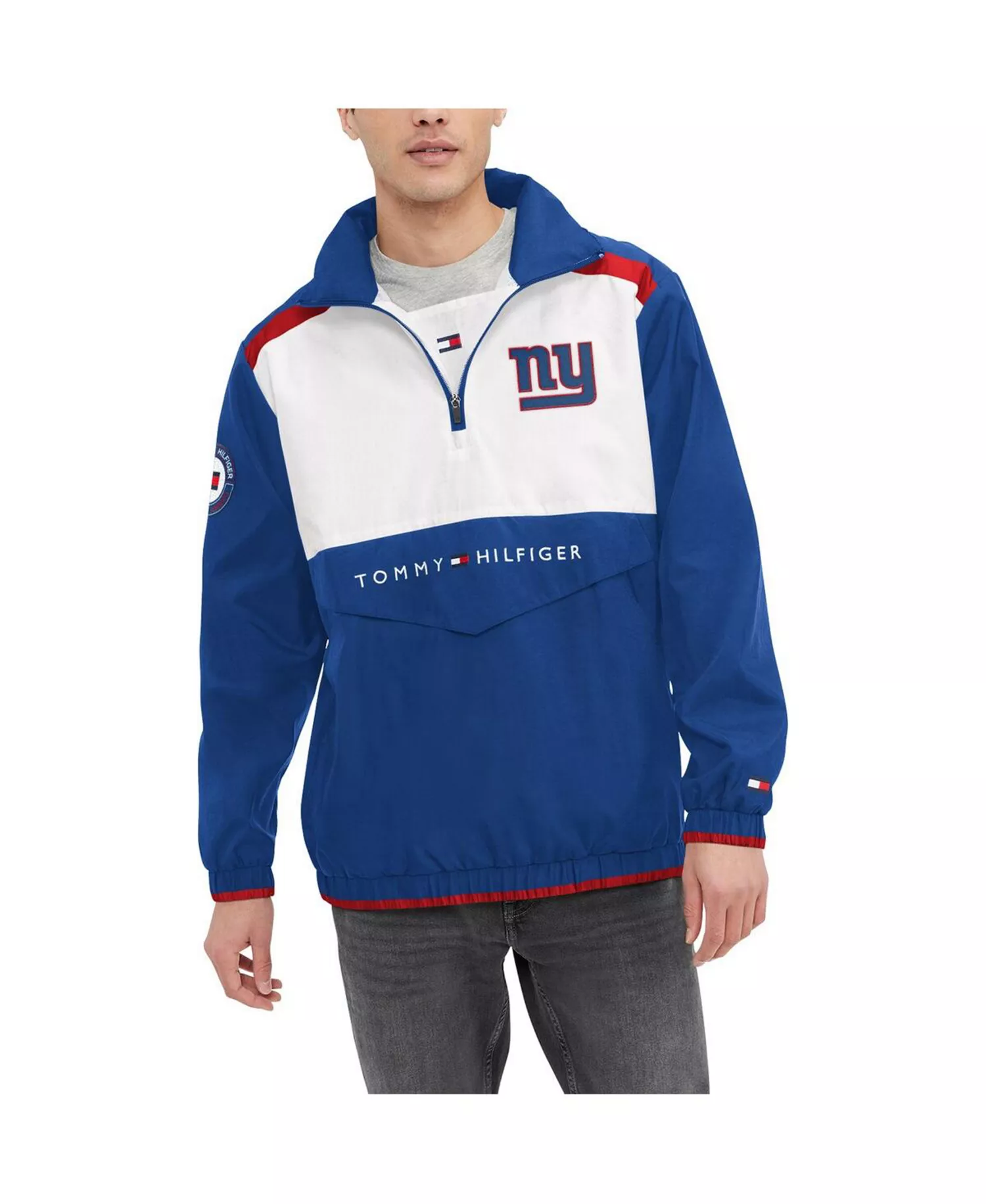 Men's Royal, White New York Giants Carter Half-Zip Hooded Top - Royal, White - XL