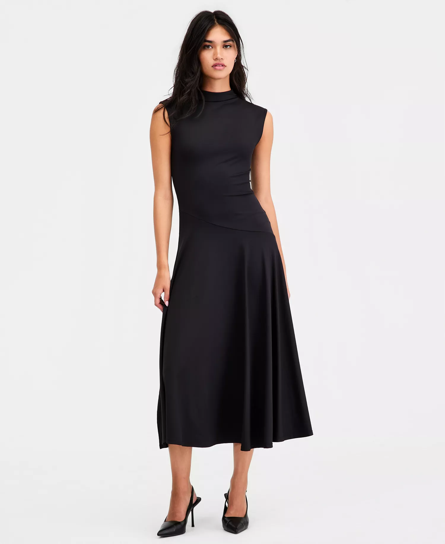 Women's High-Neck Sleeveless Dress, Macy's Exclusive - Black - L