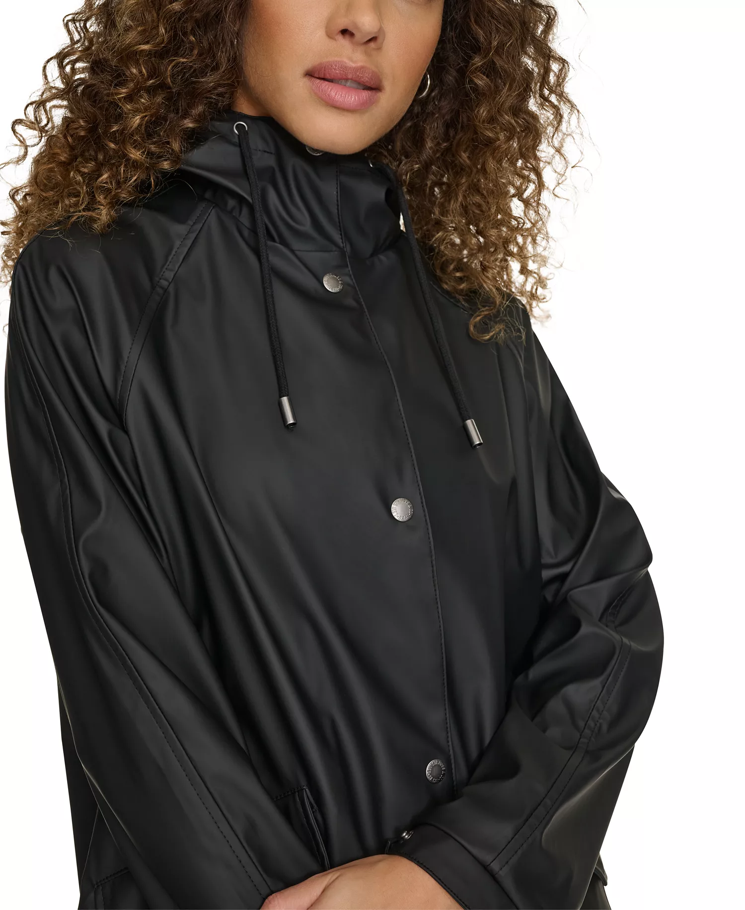 Women's Raglan Sleeve Rain Collar Jacket - Black - L
