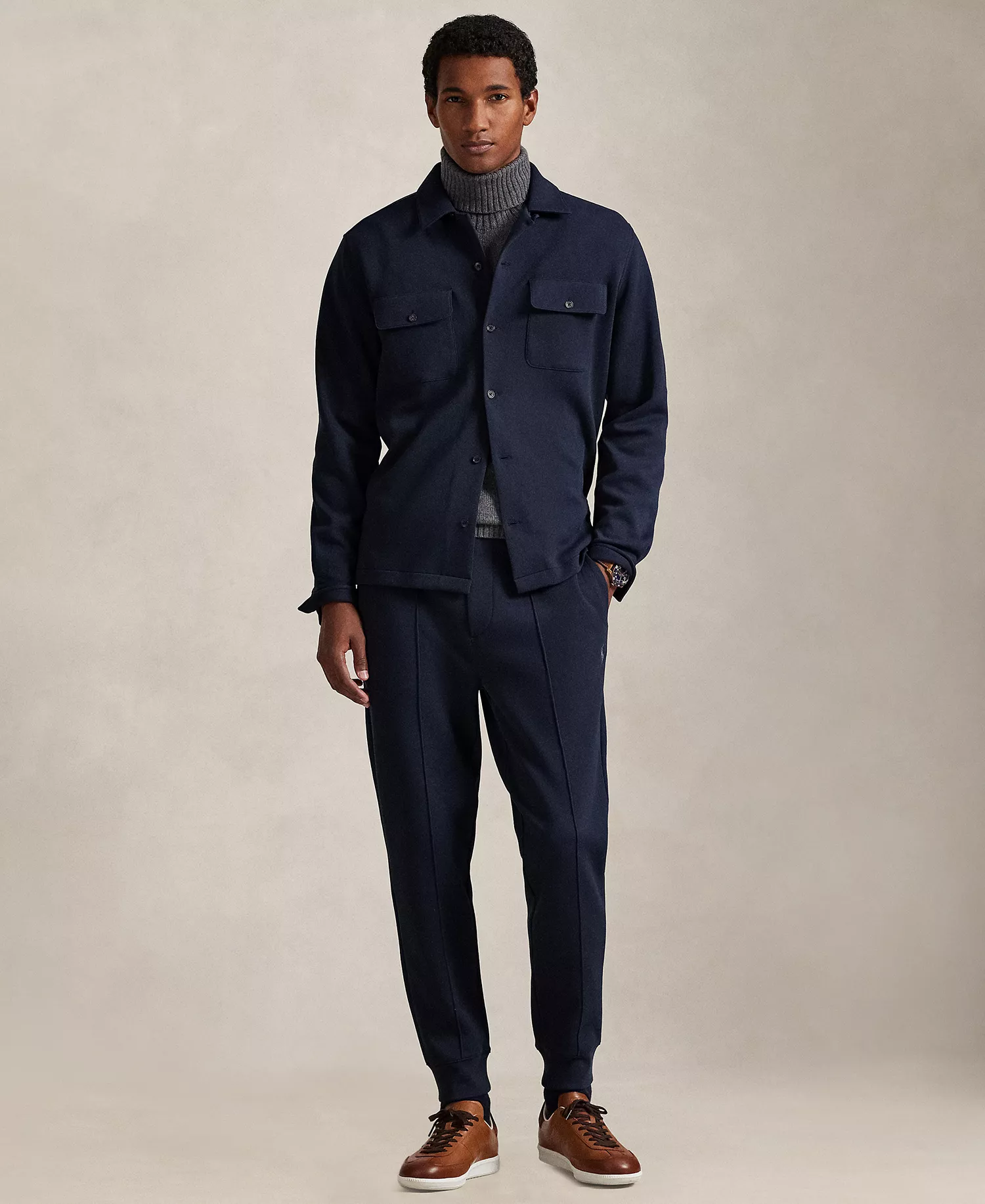 Men's Long-Sleeve Mesh Double Knit Tech Shirt - Aviator Navy - 2XL