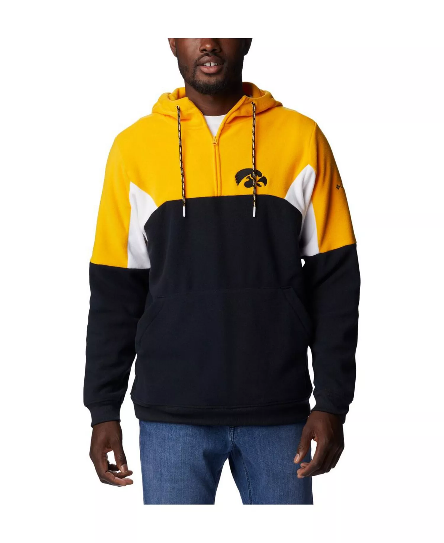 Men's Black Iowa Hawkeyes Lodge Quarter-Zip Hoodie - Black - M