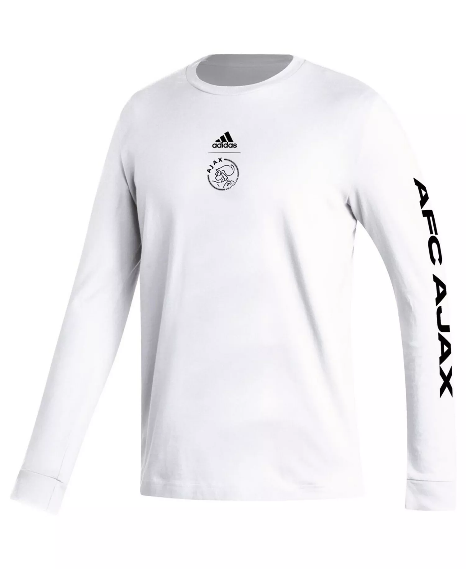 Men's White Ajax Team Crest Long Sleeve T-shirt - White - 2XL