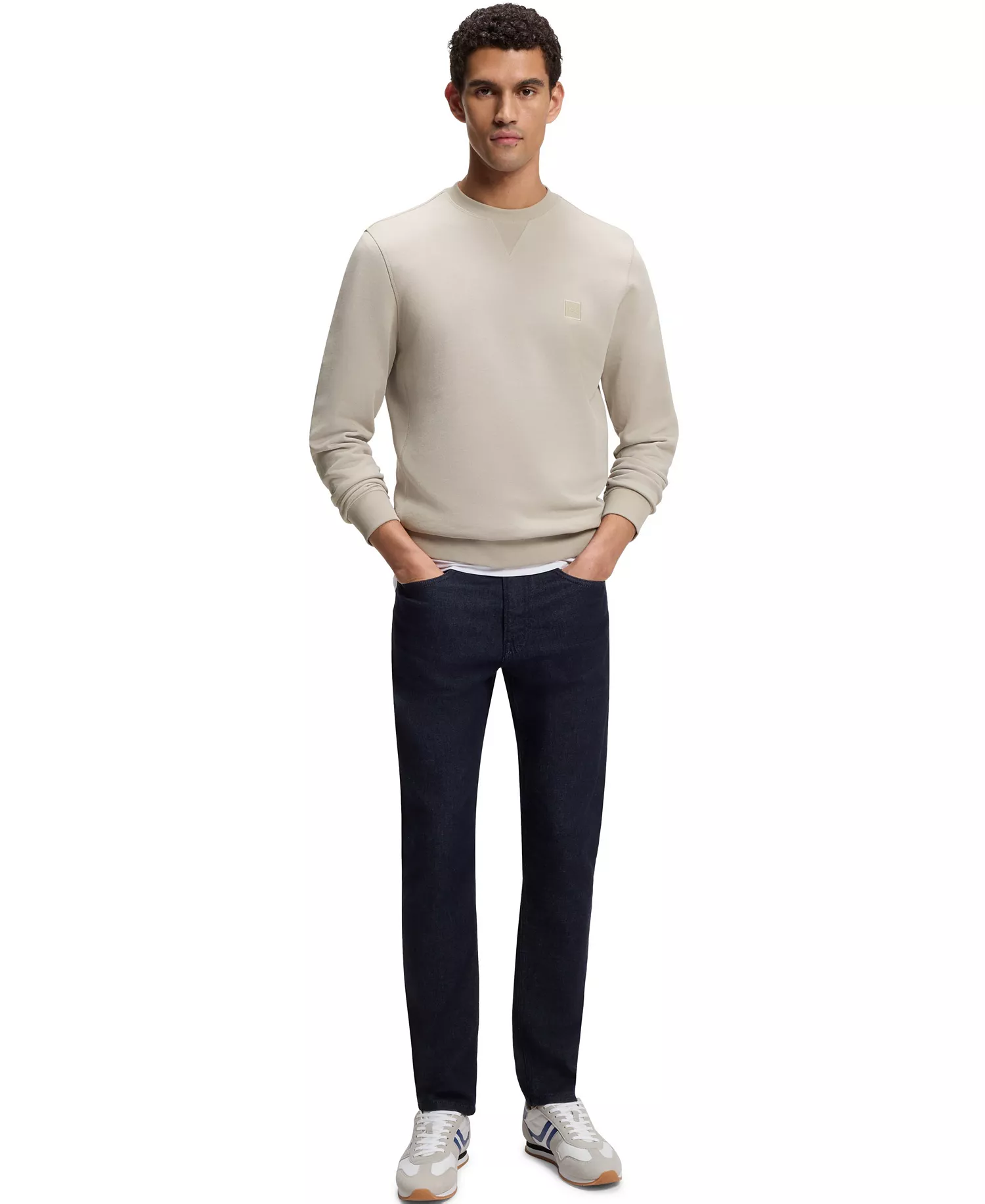 Men's Cotton-Terry Logo Patch Sweatshirt - Open Gray - L