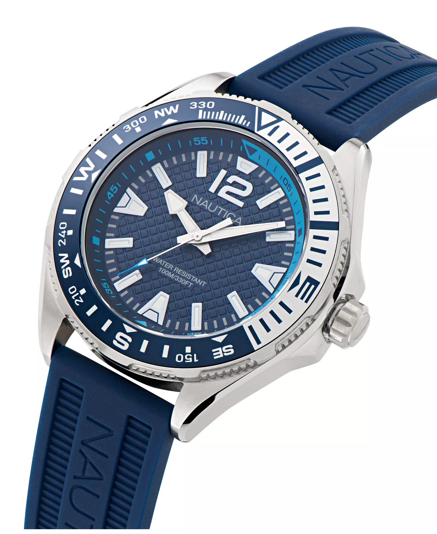 Men's Analog Blue Silicone Watch, 48mm - Blue - NO SIZE