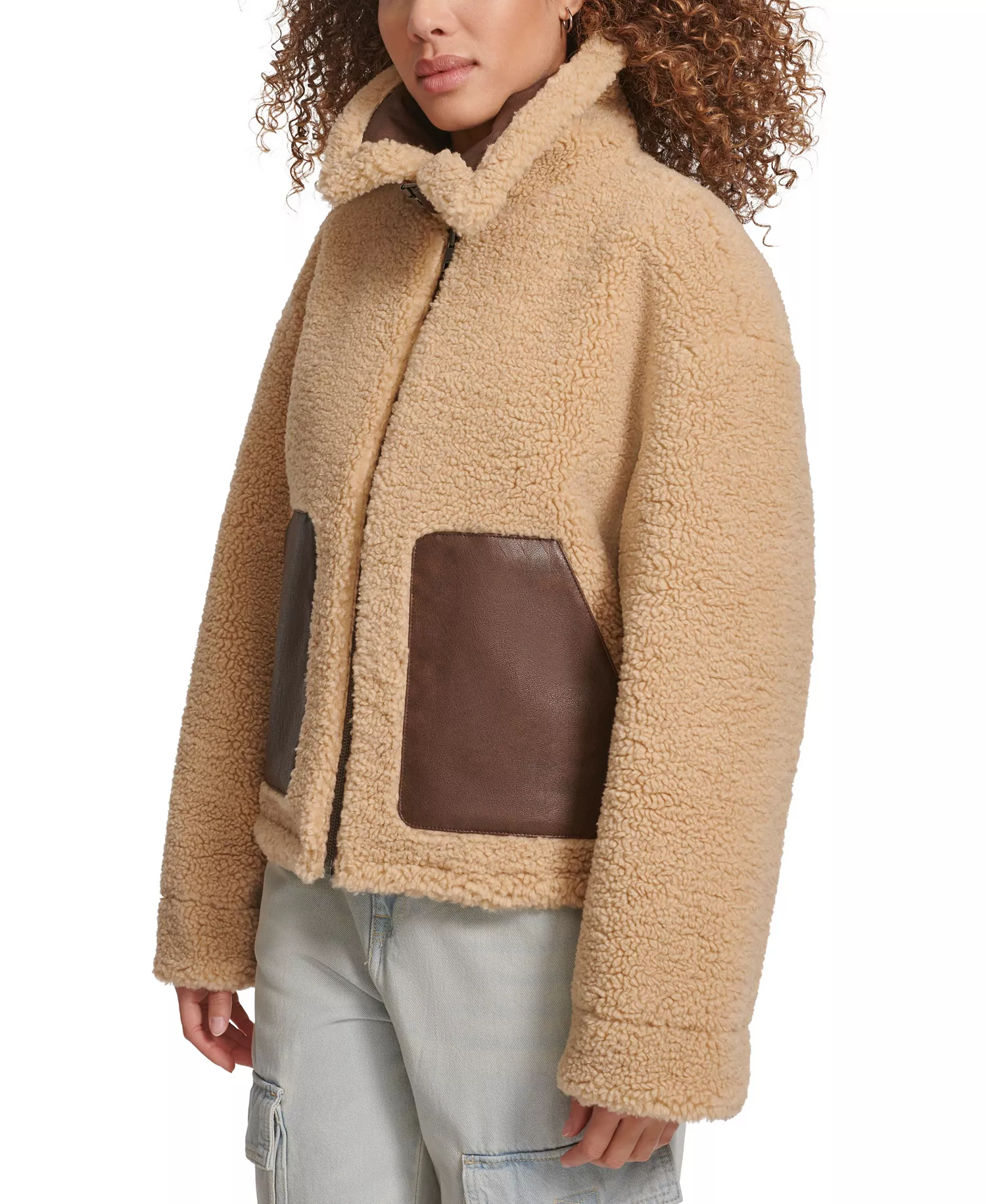 Women's Reversible Sherpa Shorty Jacket - Sesame - L