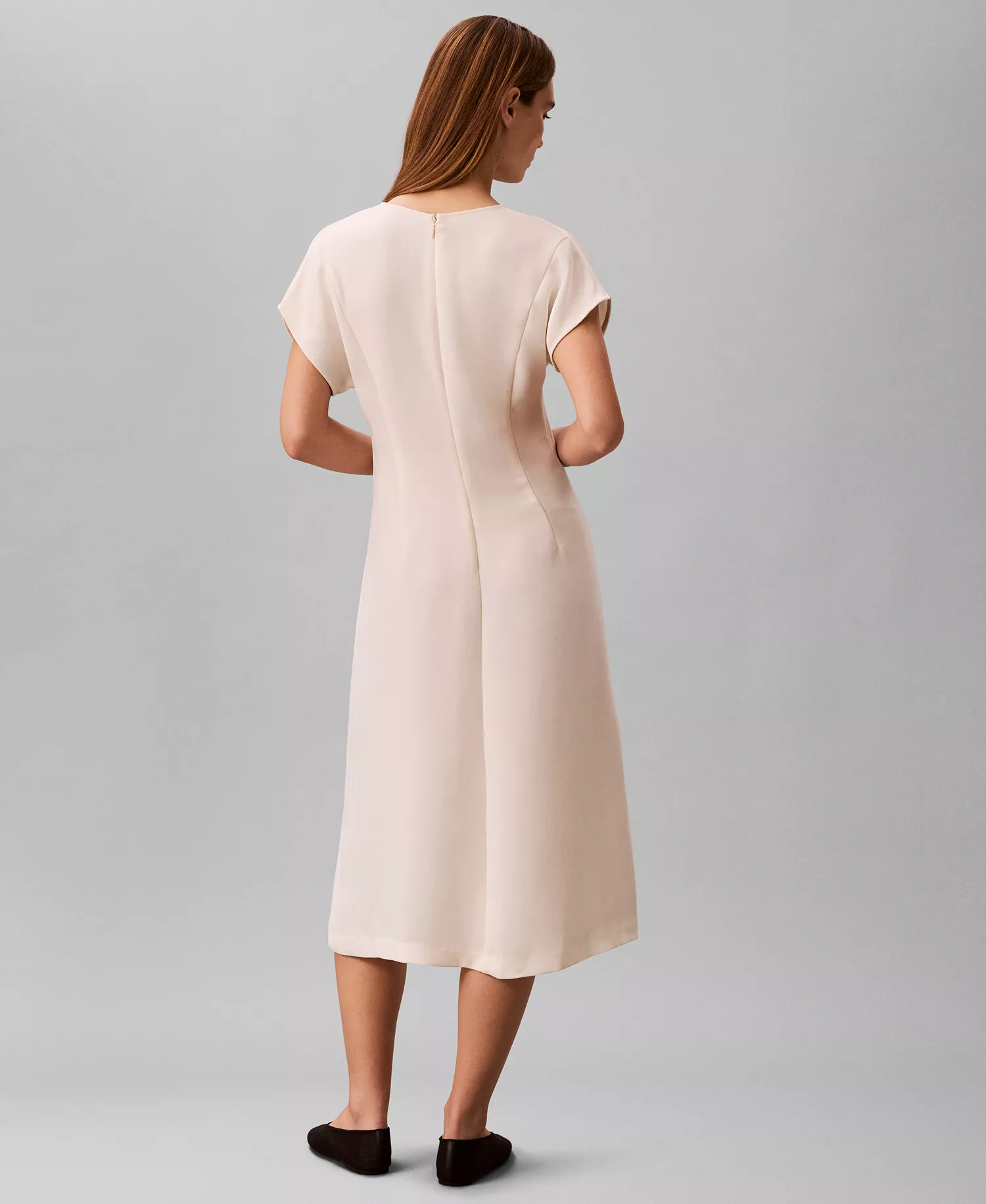 Women's V-Neck Short-Sleeve Midi Dress - Calico - L