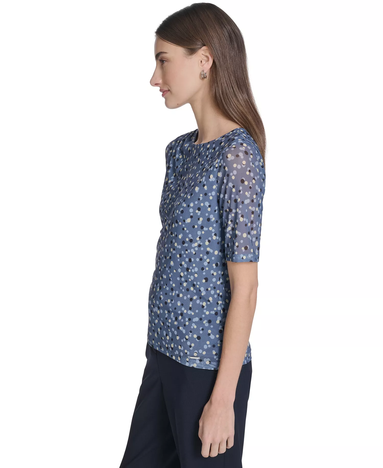 Women's Printed Crew Neck Top - Flint Multi - L