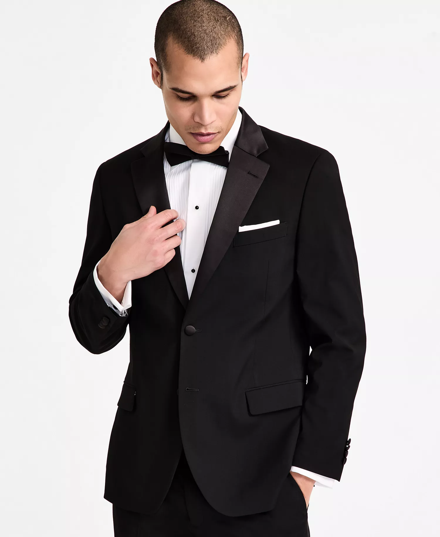 Men's Modern-Fit Stretch Tuxedo Suit  - Black - 36R