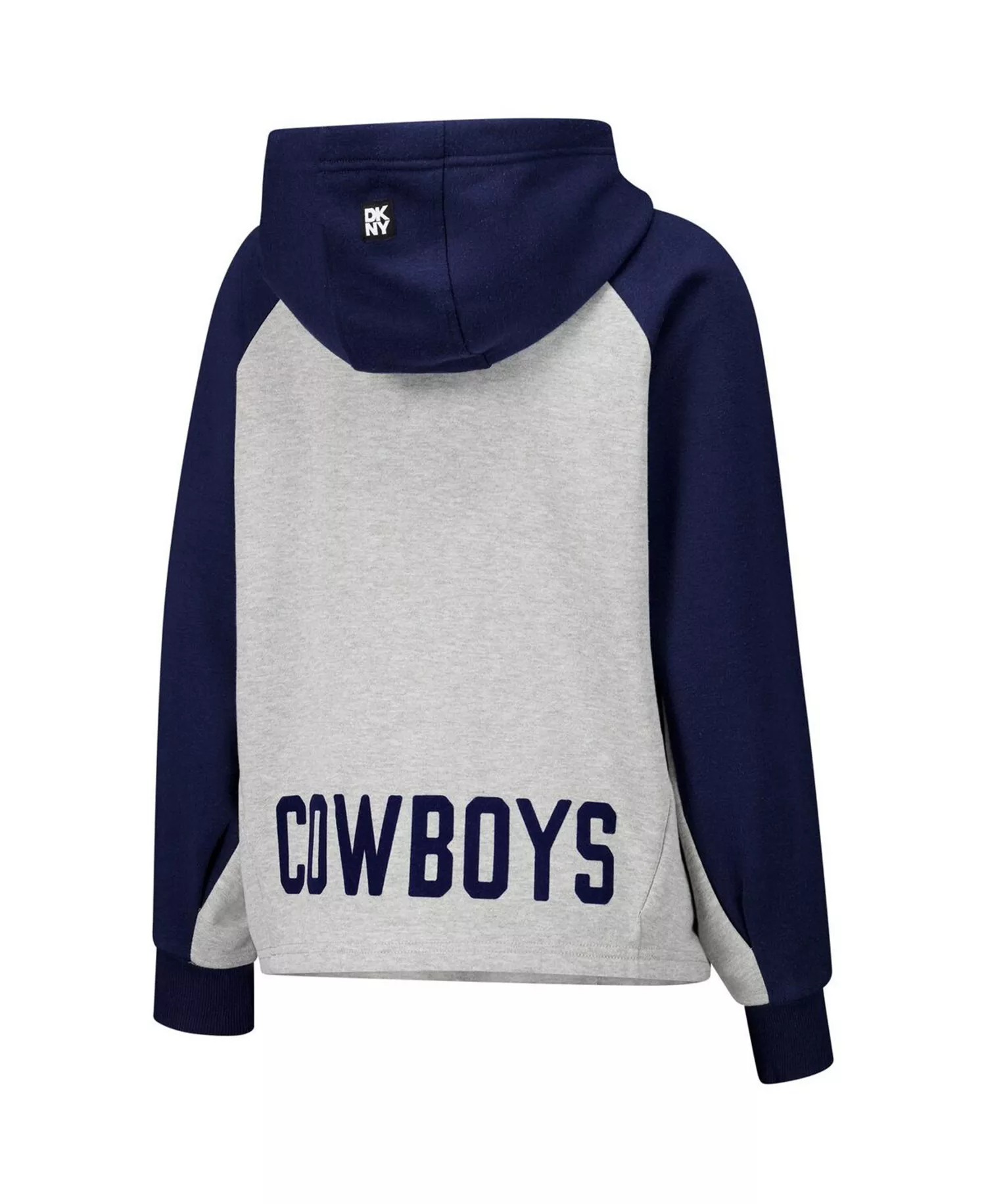 Women's Gray/Navy Dallas Cowboys Joy Cropped Raglan Pullover Hoodie - Gray, Navy - 2XL