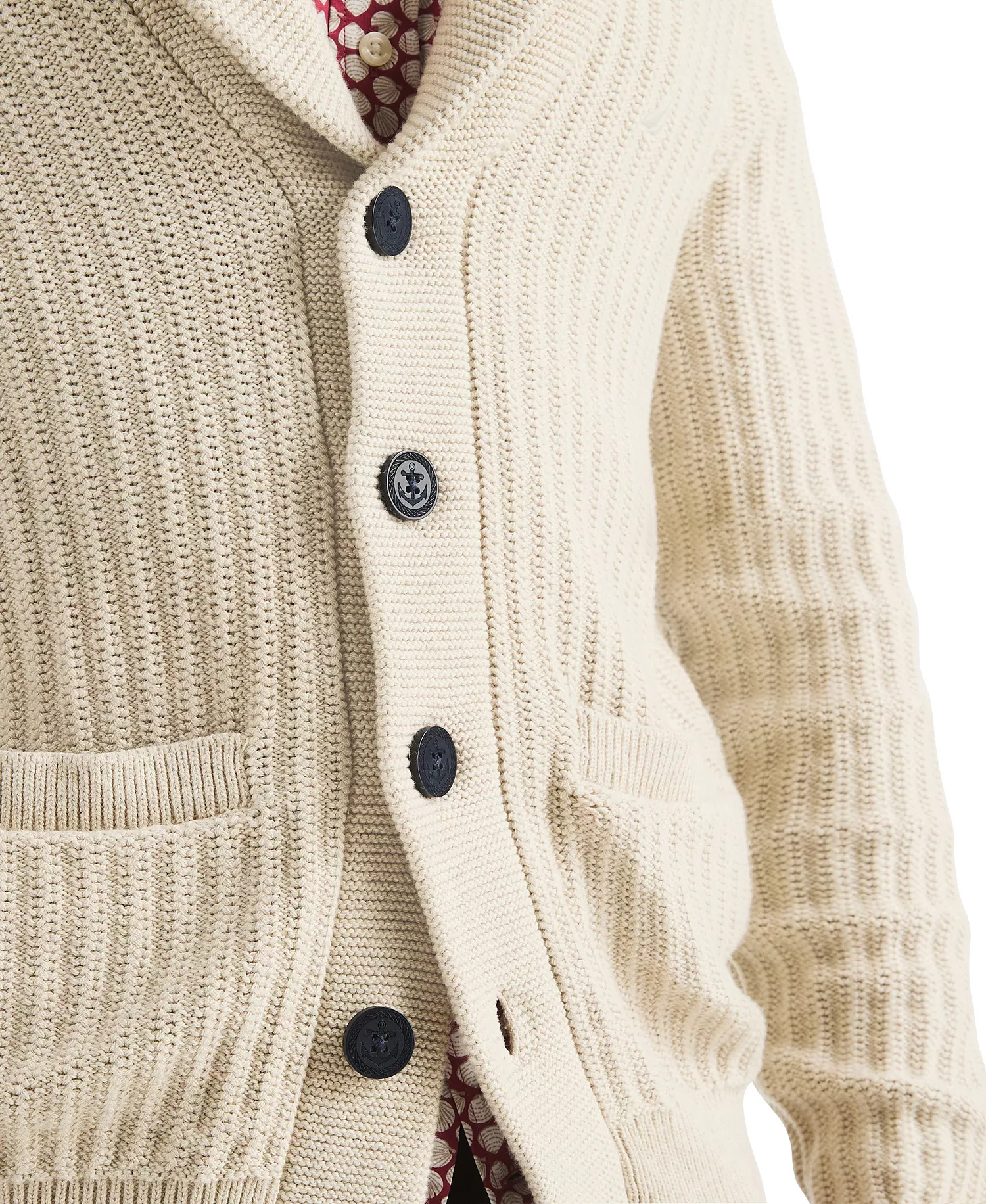 Men's Textured Long Sleeve Cardigan Sweater - Oatmeal Heather - M