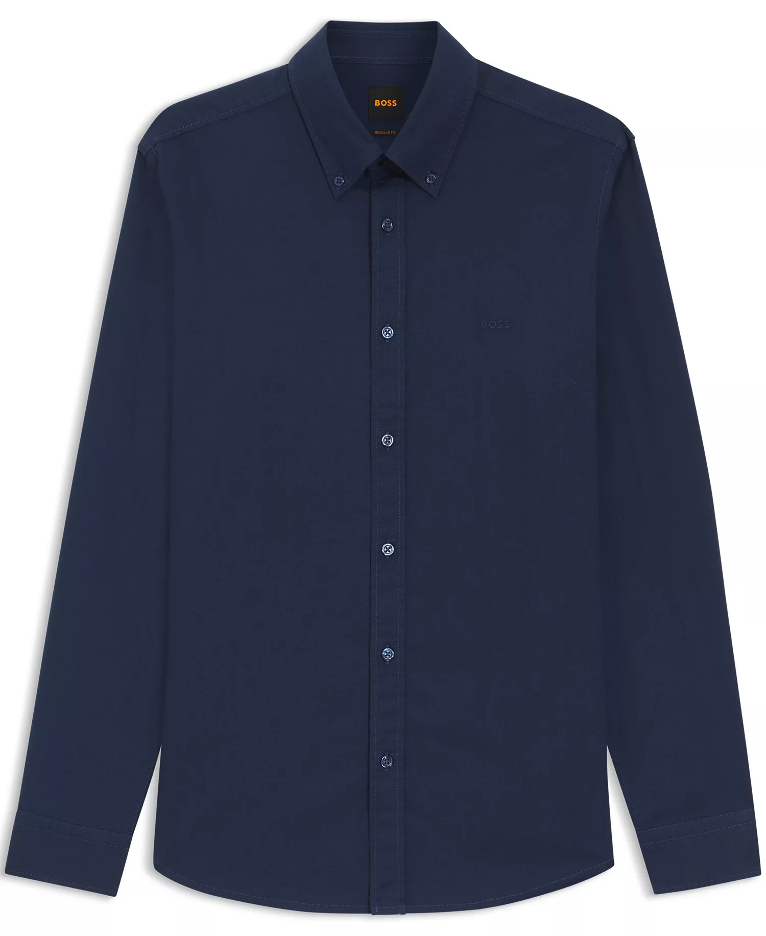 Men's Stretch-Cotton Dobby Regular-Fit Dress Shirt - Open Blue - L